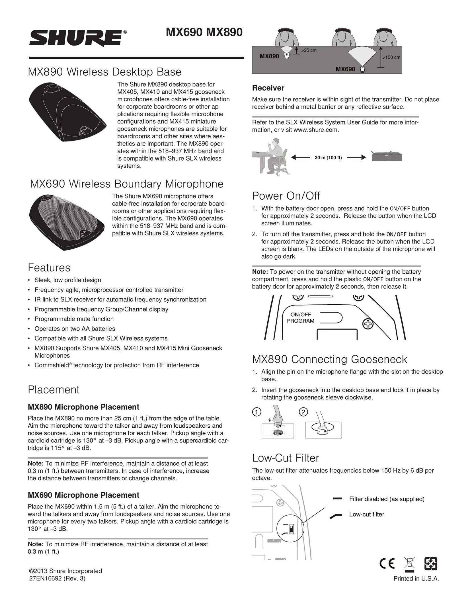 Shure MX890 Personal Computer User Manual