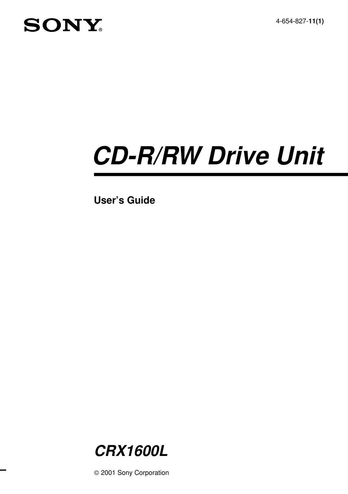 Sony CRX1600L Personal Computer User Manual