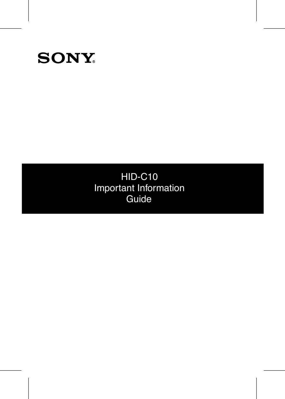 Sony HID-C10 Personal Computer User Manual