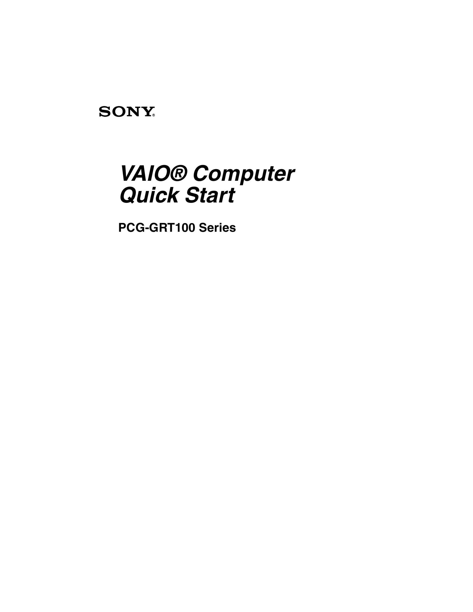 Sony PCG-GRT100 Personal Computer User Manual