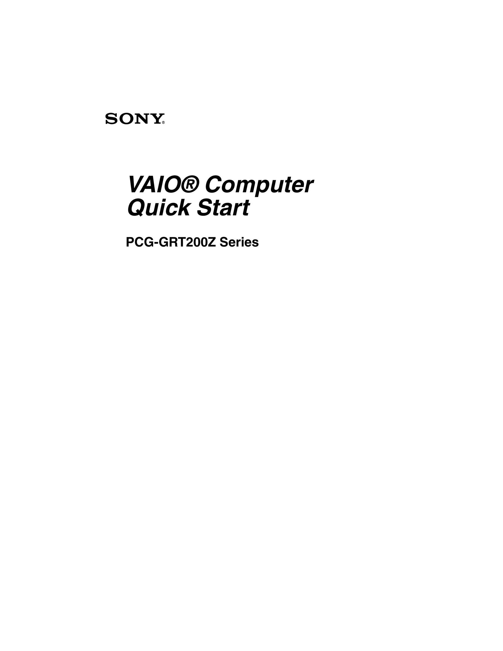 Sony PCG-GRT200Z Personal Computer User Manual
