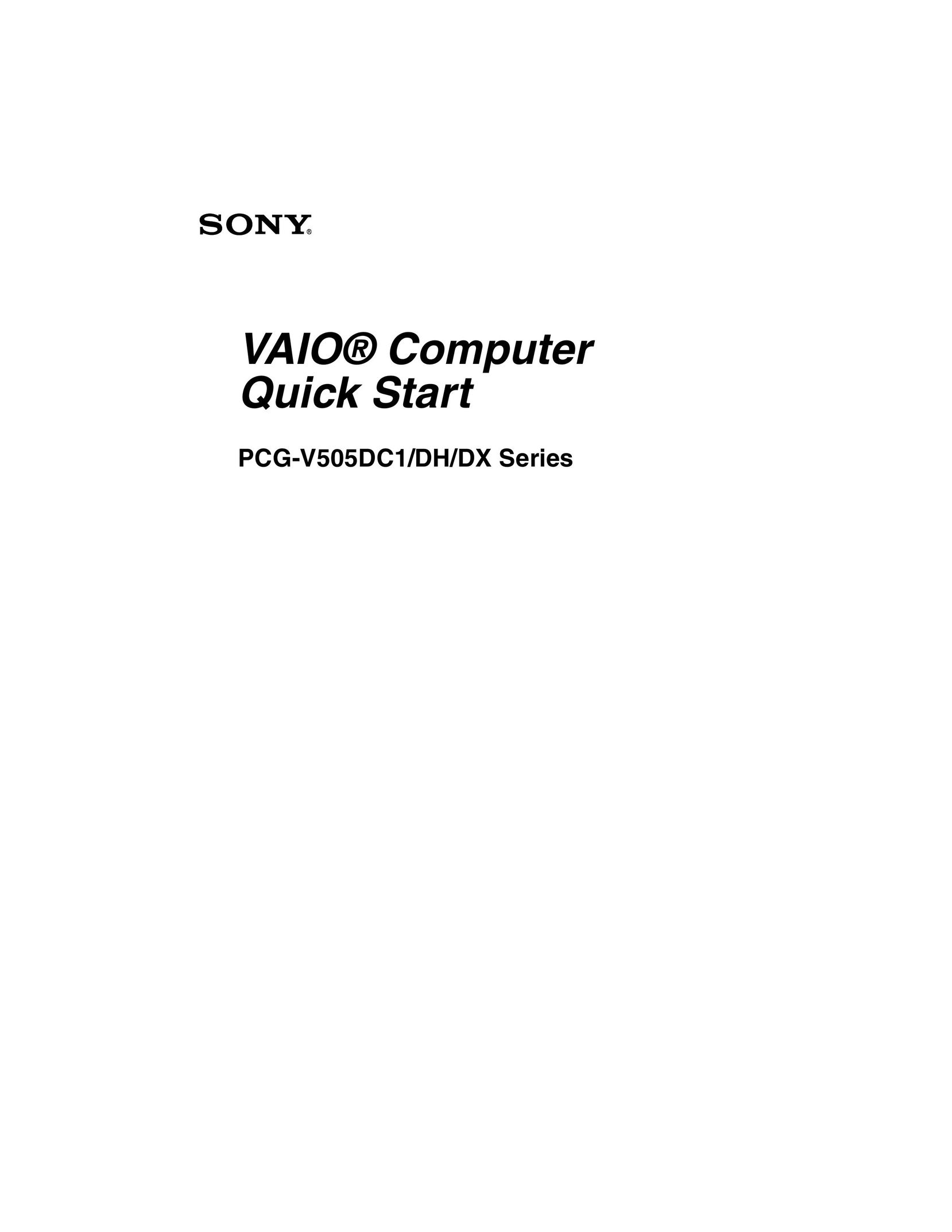Sony PCG-V505DX Personal Computer User Manual
