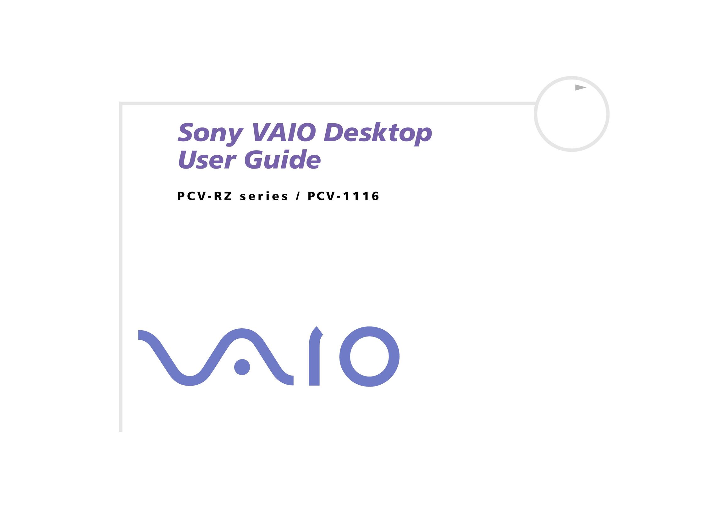 Sony PCV- 1 1 1 6 Personal Computer User Manual