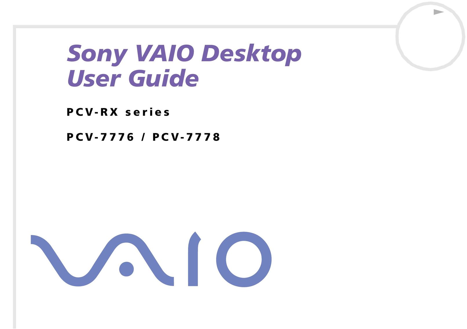 Sony PCV-7776 Personal Computer User Manual