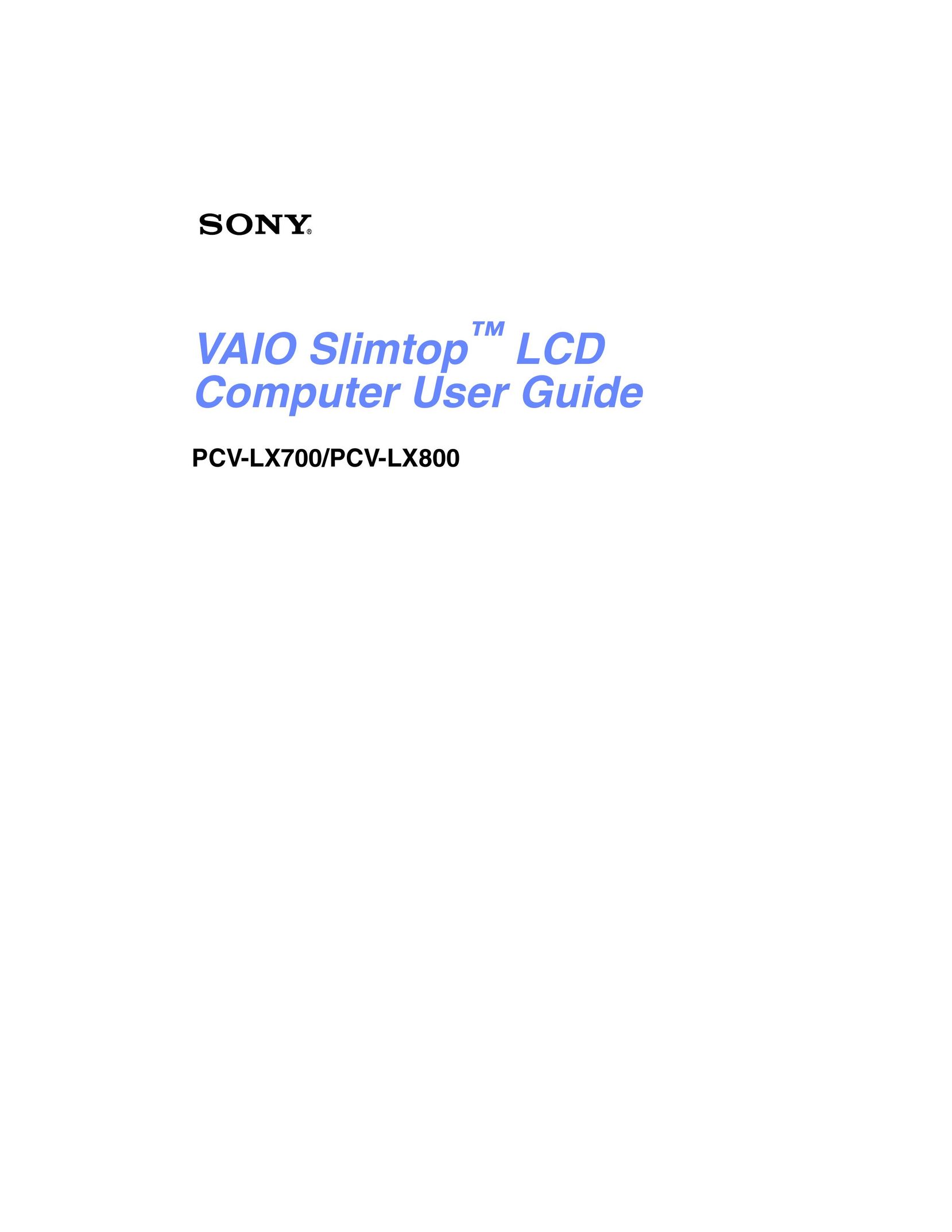 Sony PCV-LX700 Personal Computer User Manual