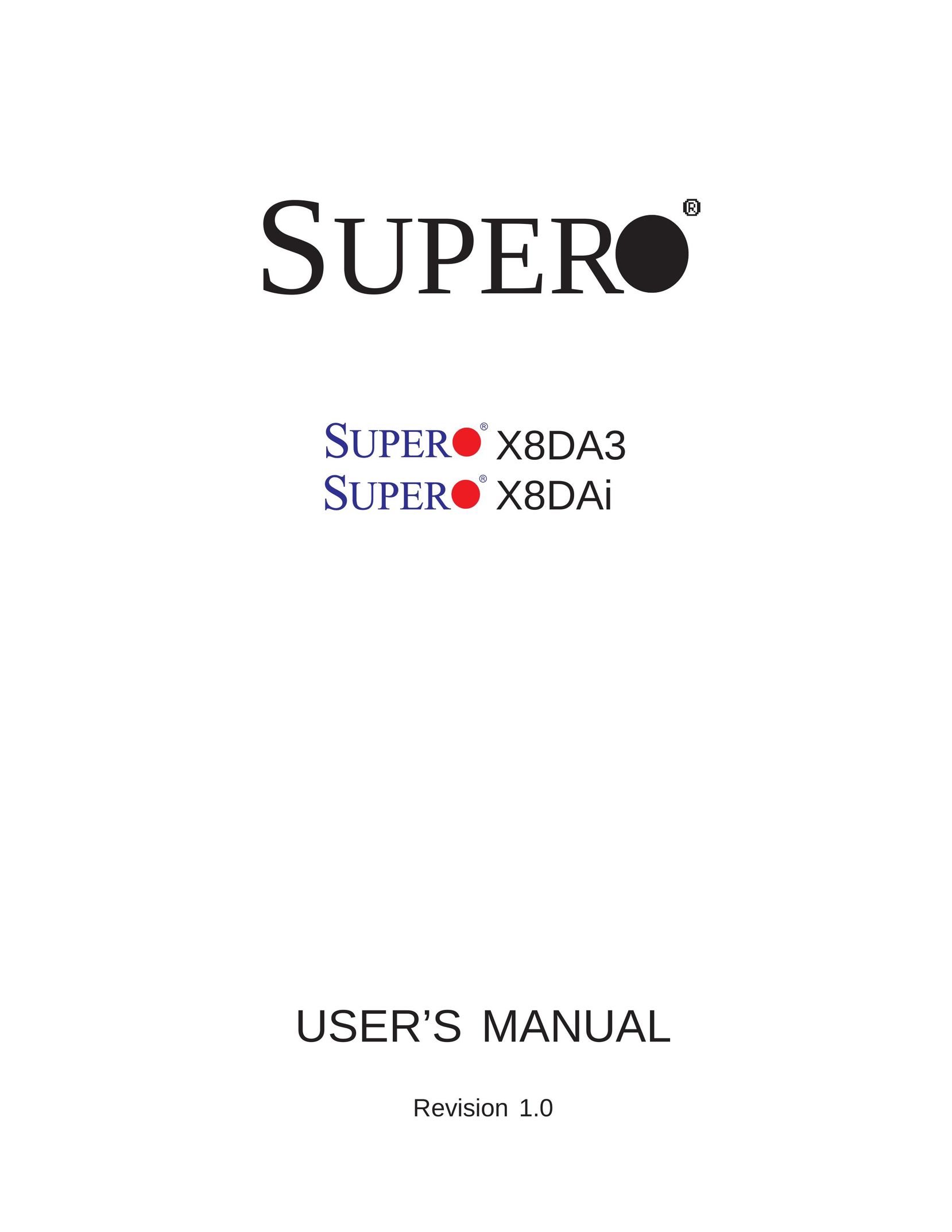 SUPER MICRO Computer X8DA3 Personal Computer User Manual