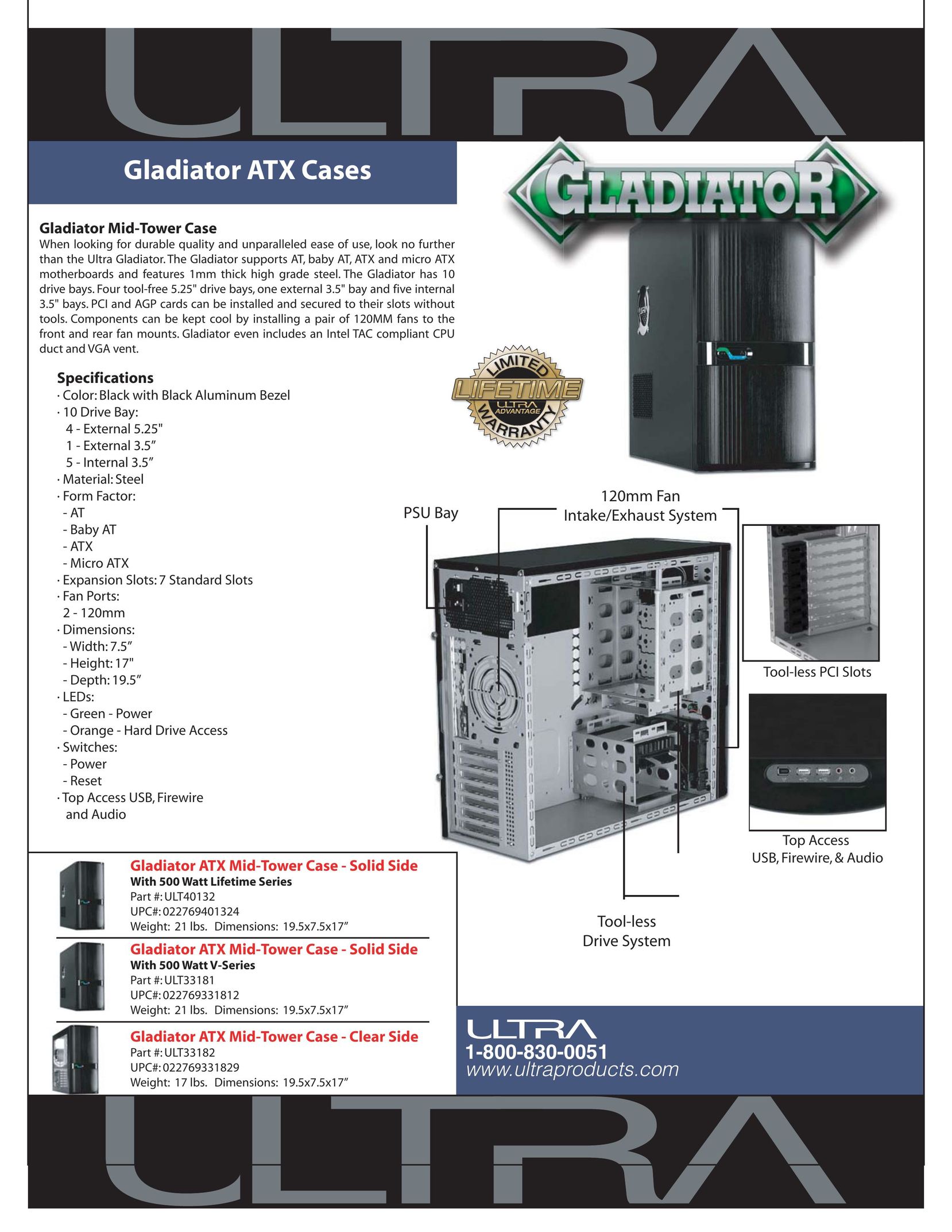 Ultra Products Gladiator Personal Computer User Manual
