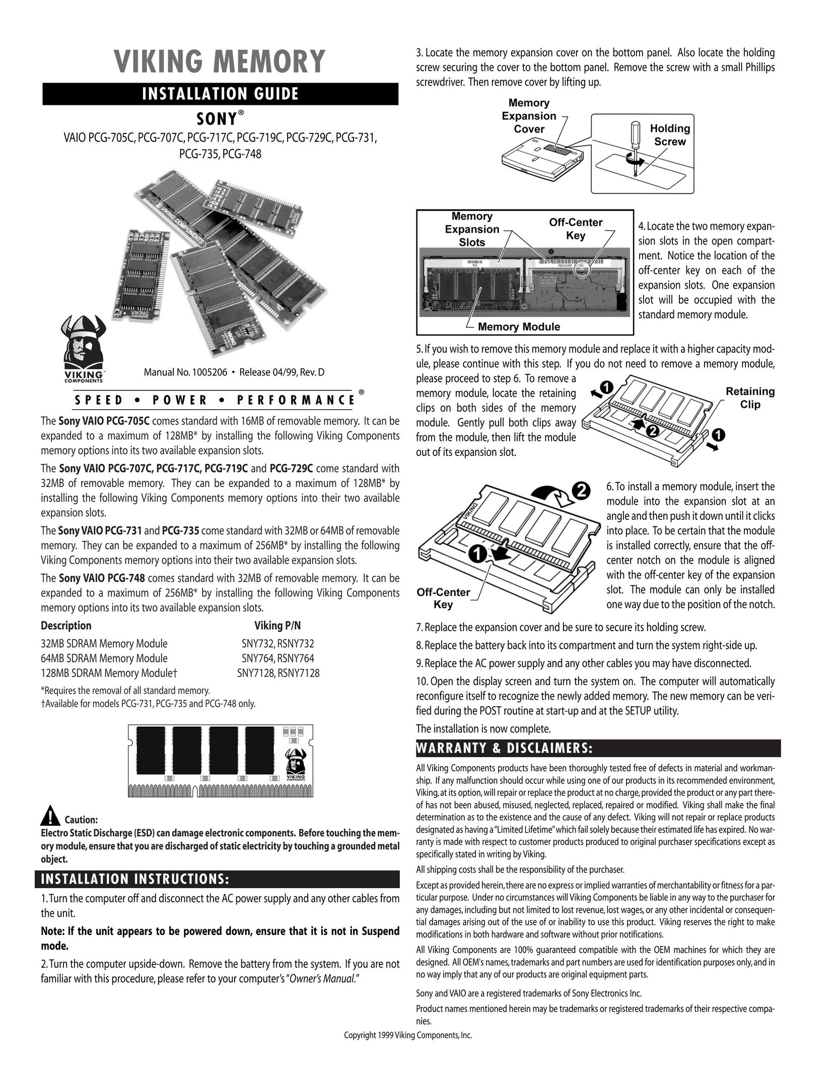 Viking InterWorks PCG-707C Personal Computer User Manual