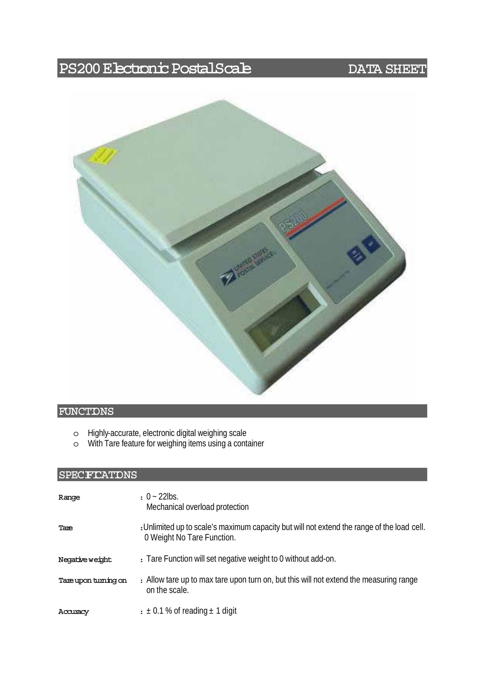 Radio Shack PS200 Postal Equipment User Manual
