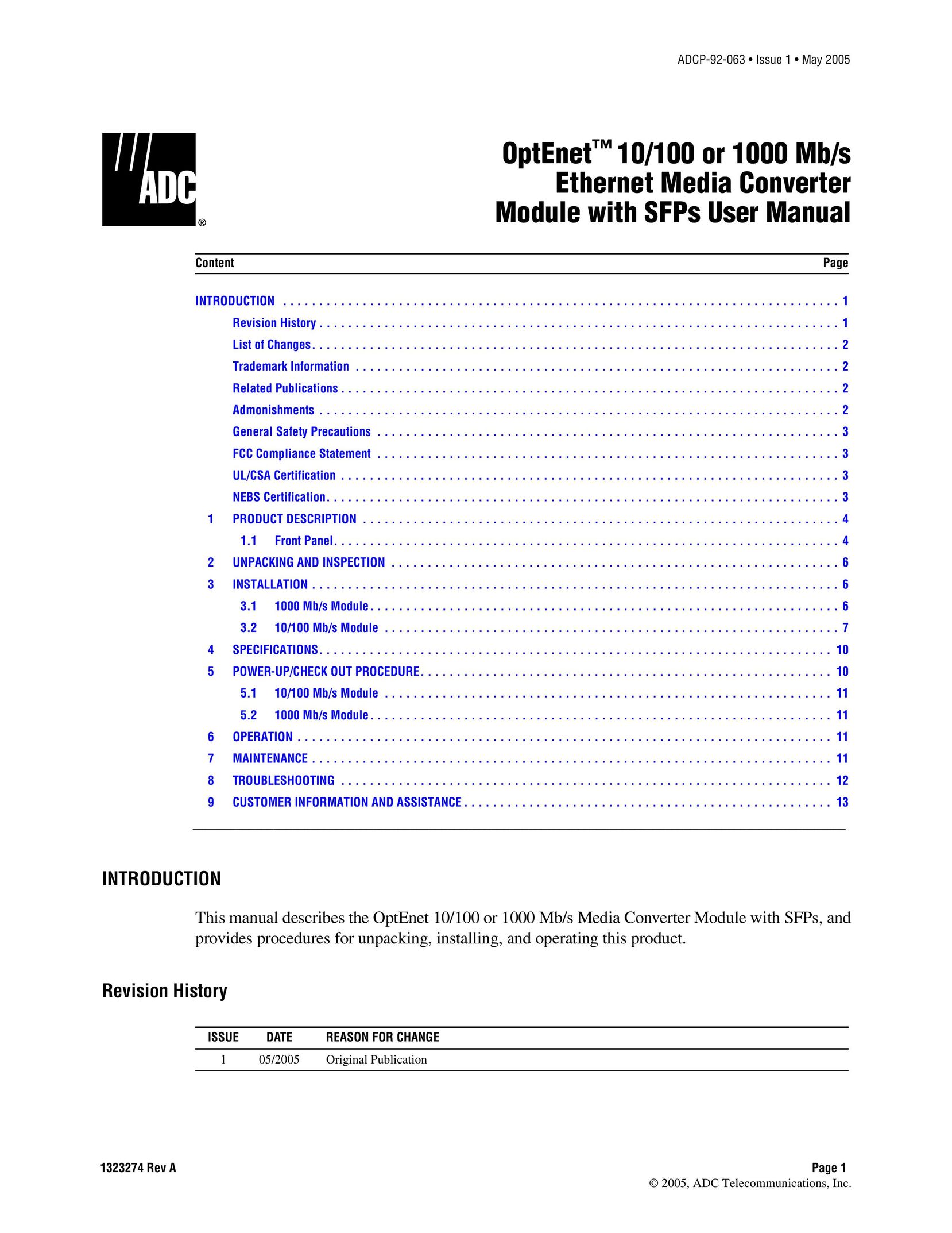 ADC 10 Power Supply User Manual