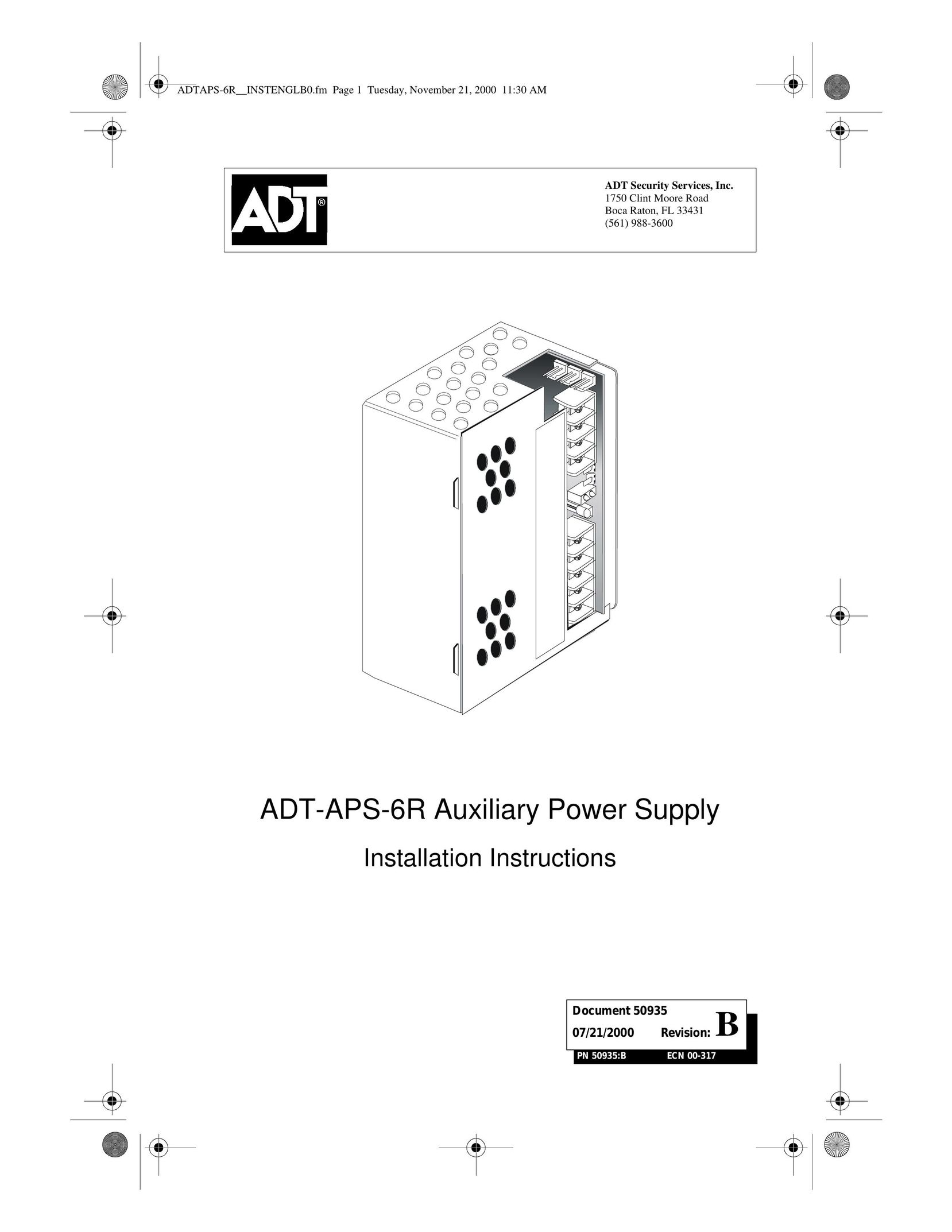 ADT Security Services ADT-APS-6R Power Supply User Manual