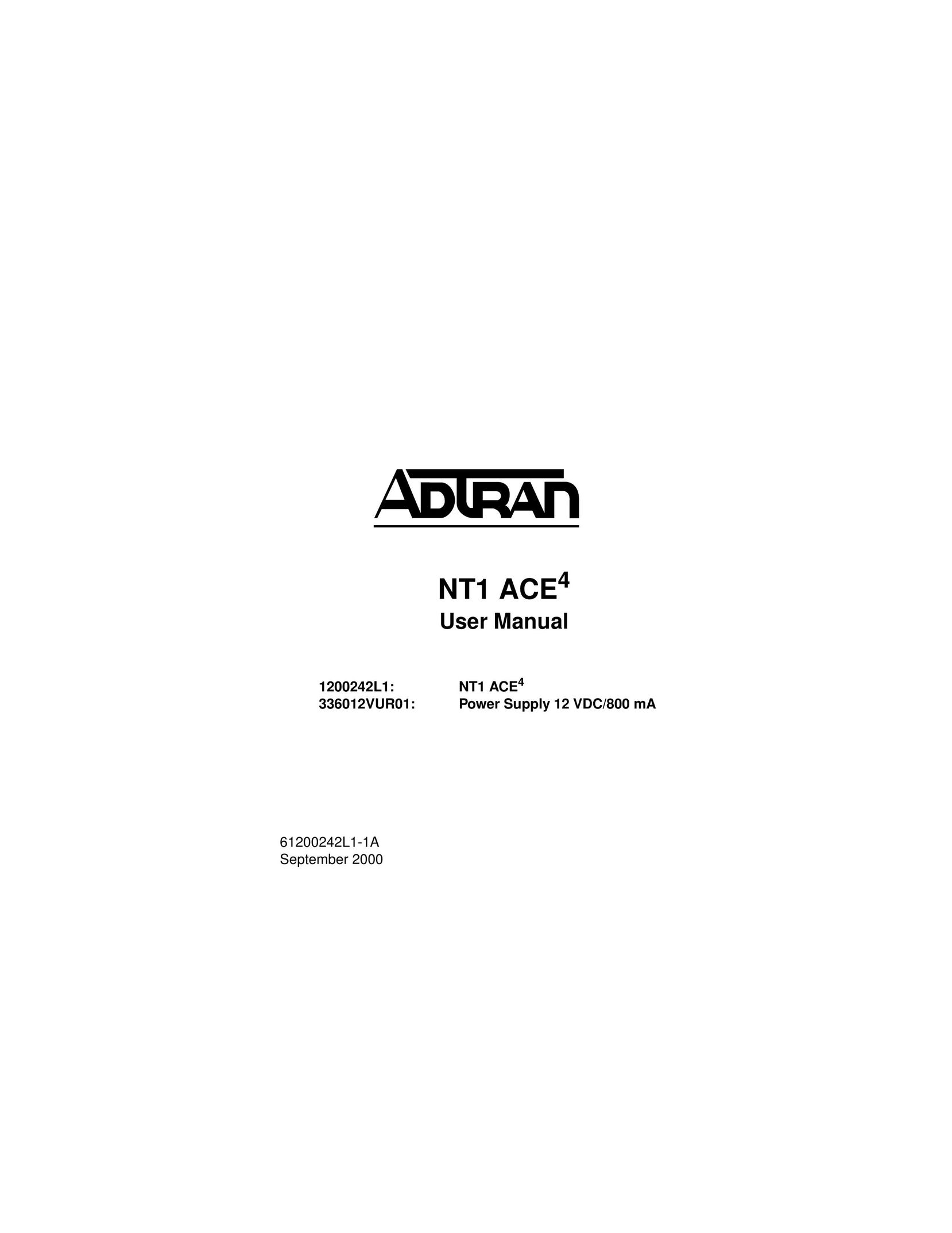 ADTRAN NT1 ACE4 Power Supply User Manual
