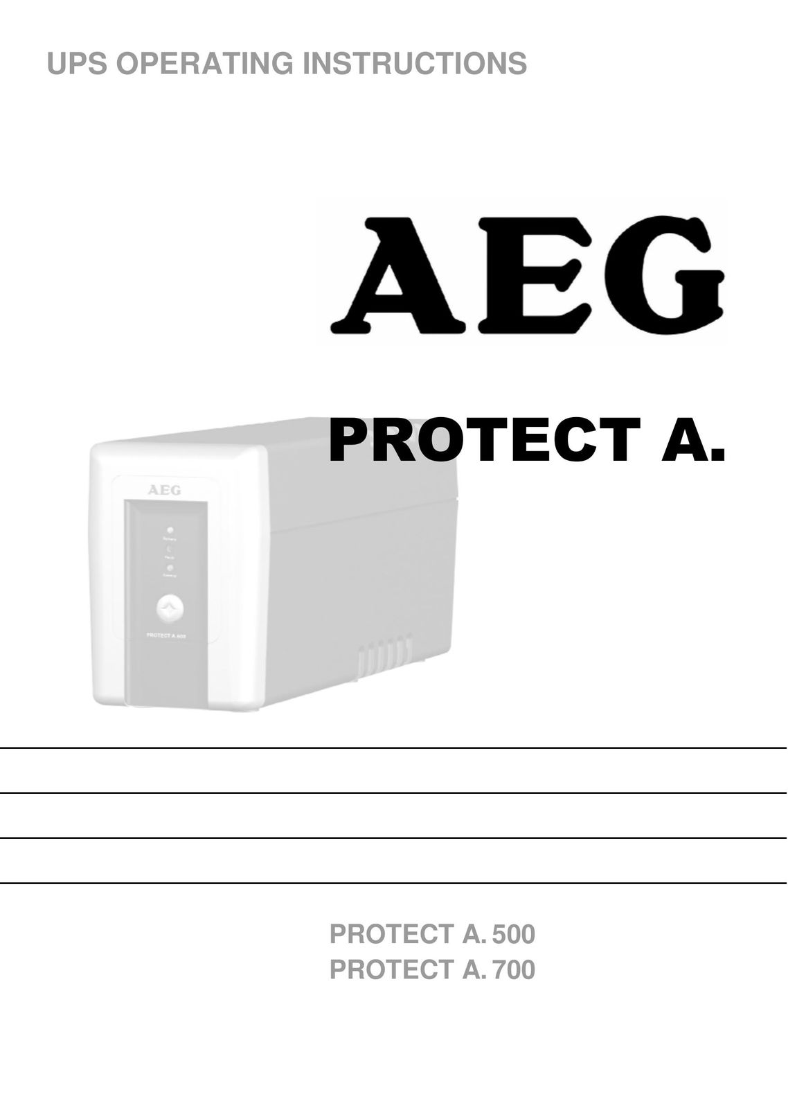 AEG PROTECT A. 500 Power Supply User Manual