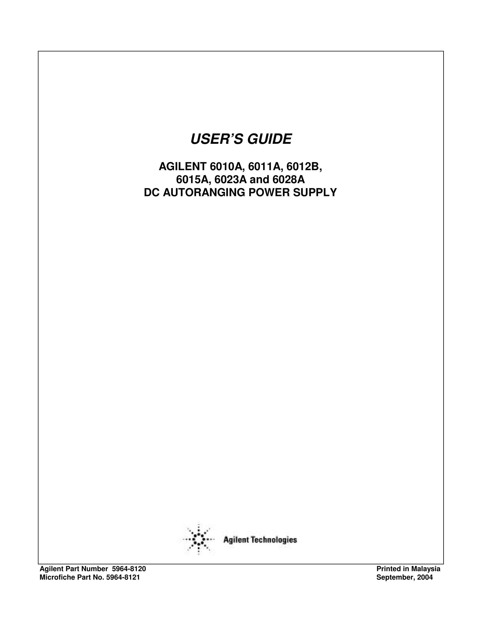 Agilent Technologies 6015A Power Supply User Manual