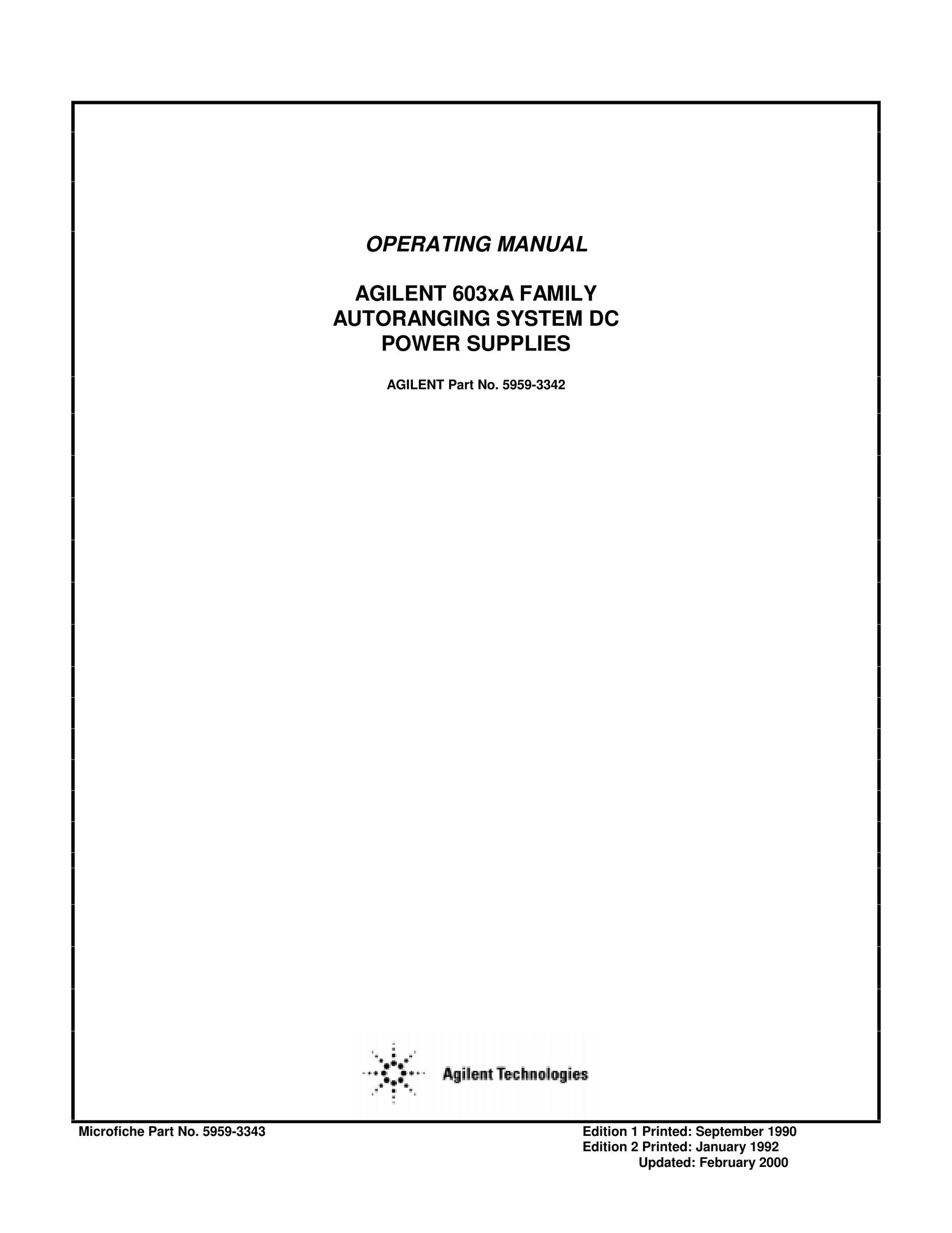 Agilent Technologies 603xA Power Supply User Manual