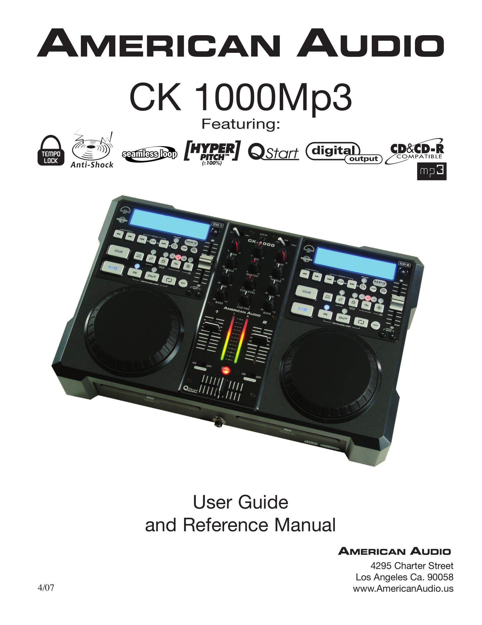 American Audio CK-1000 MP3 Power Supply User Manual