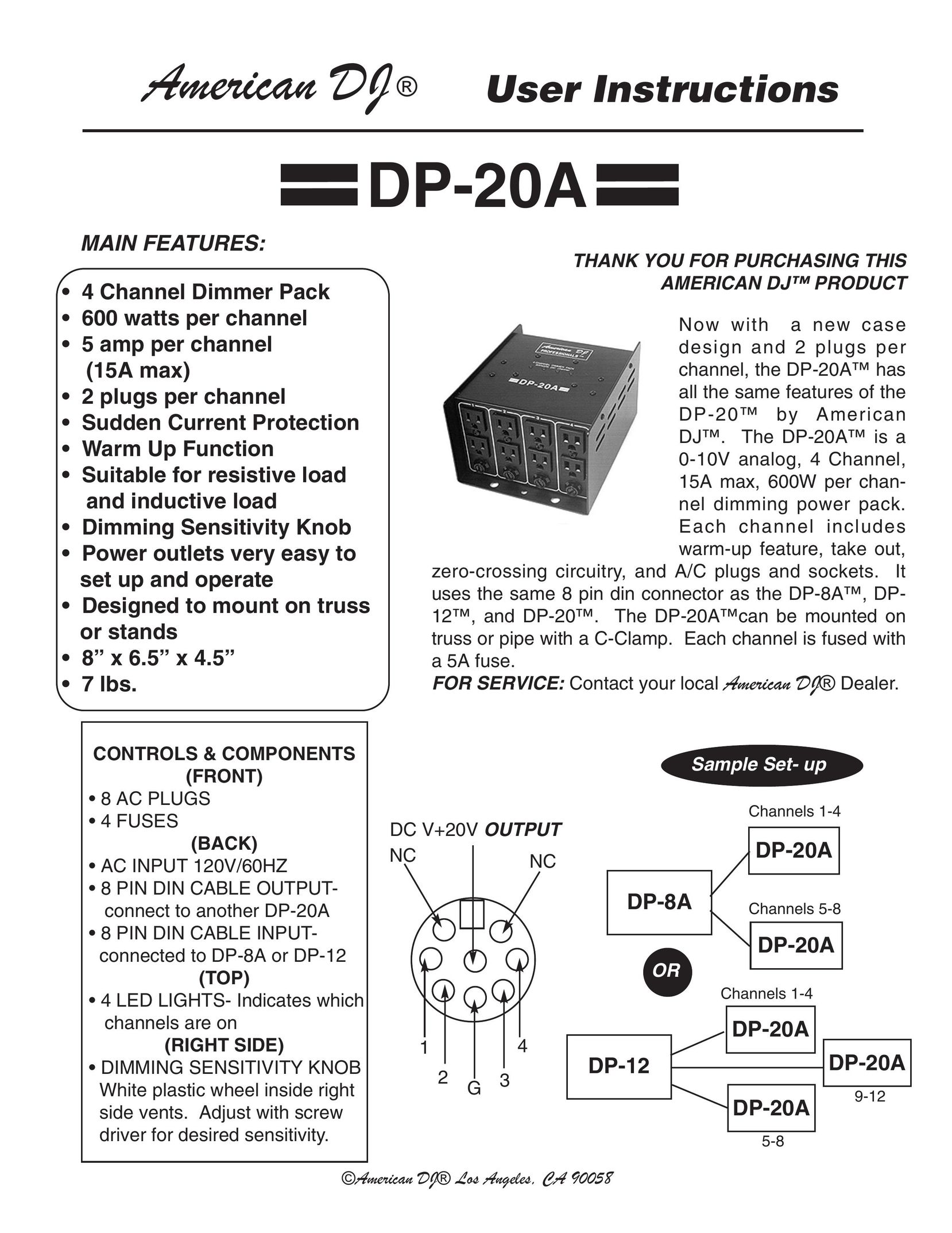 American DJ DP-20A Power Supply User Manual