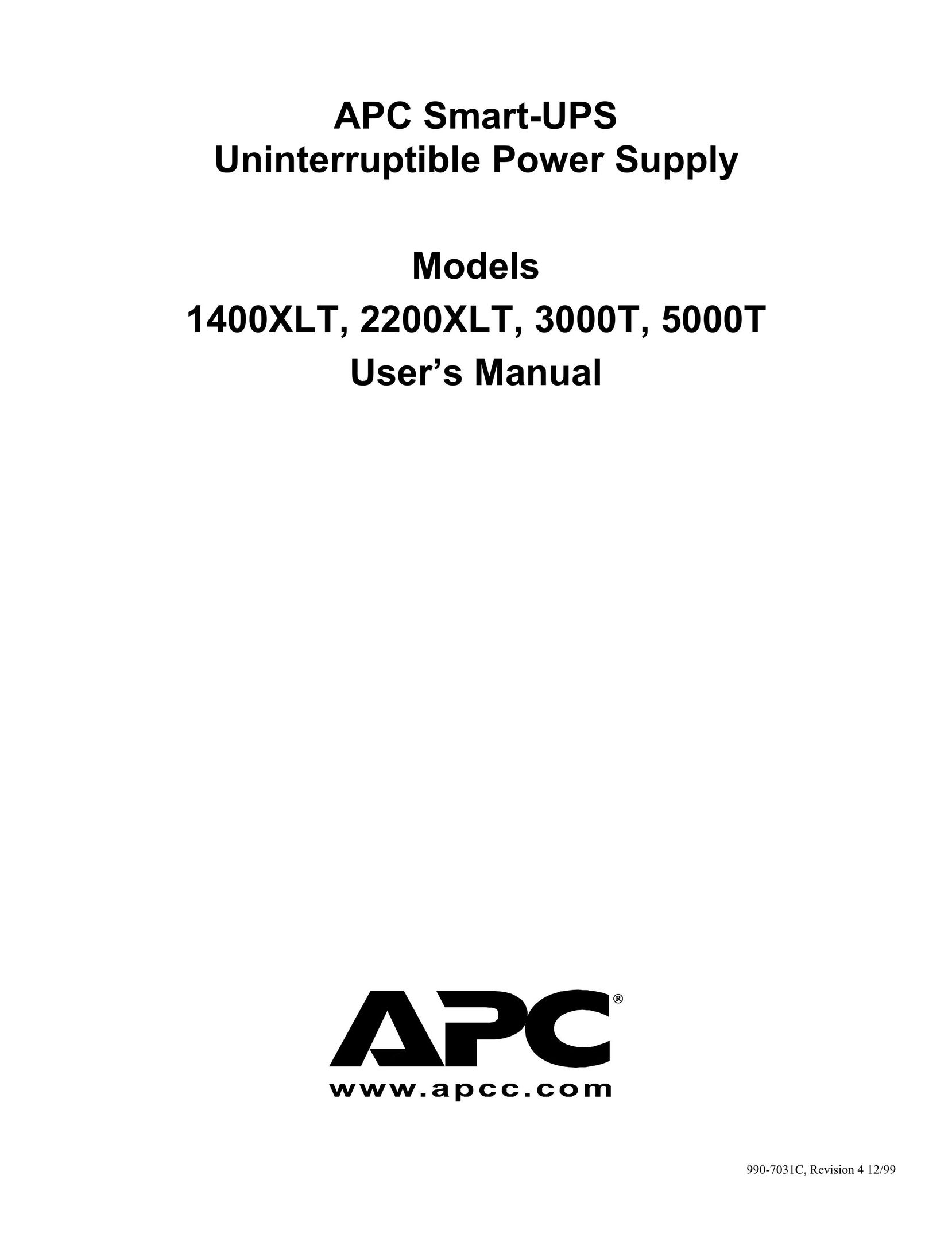 American Power Conversion 1400XLT Power Supply User Manual