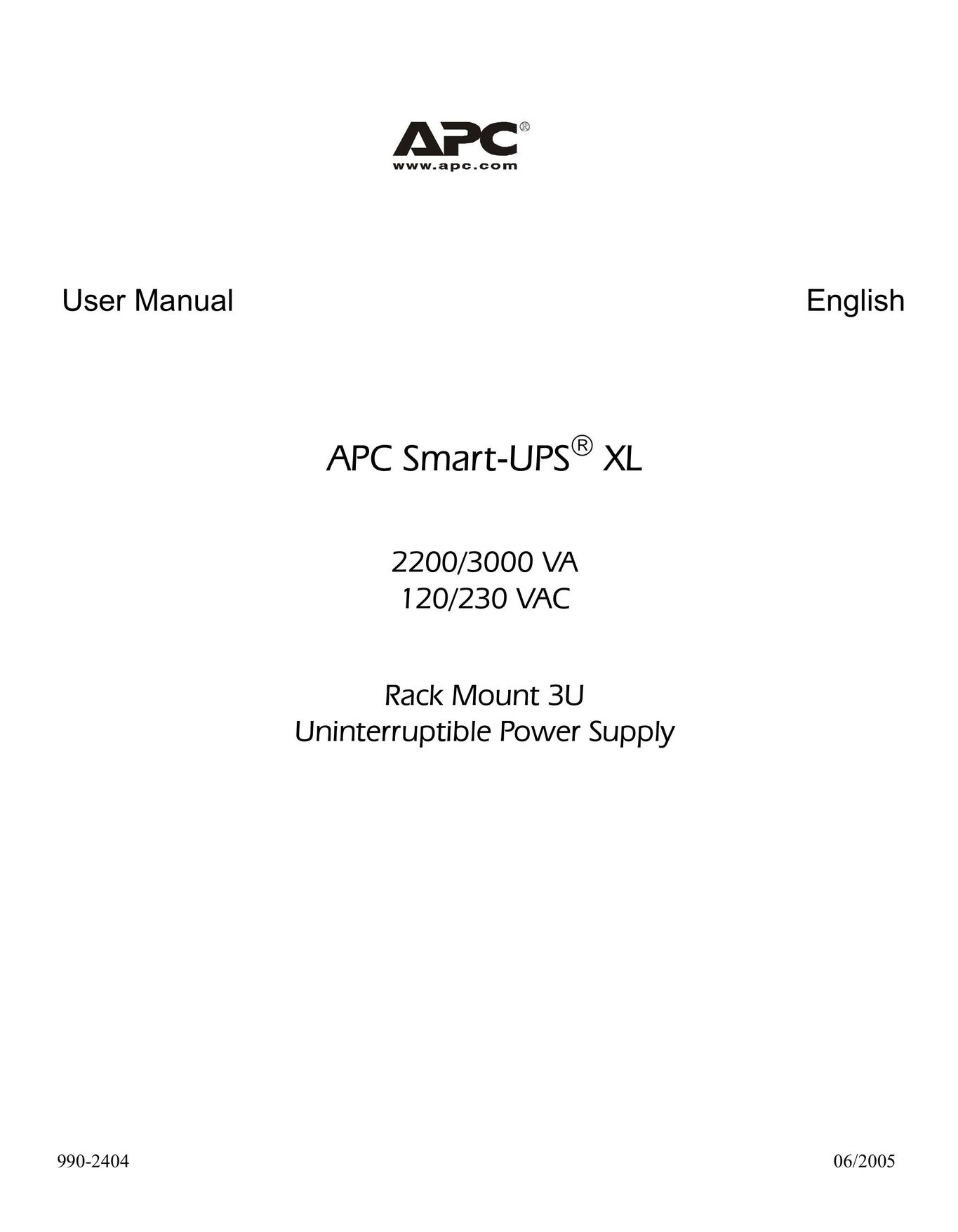 American Power Conversion 2200 VA Power Supply User Manual