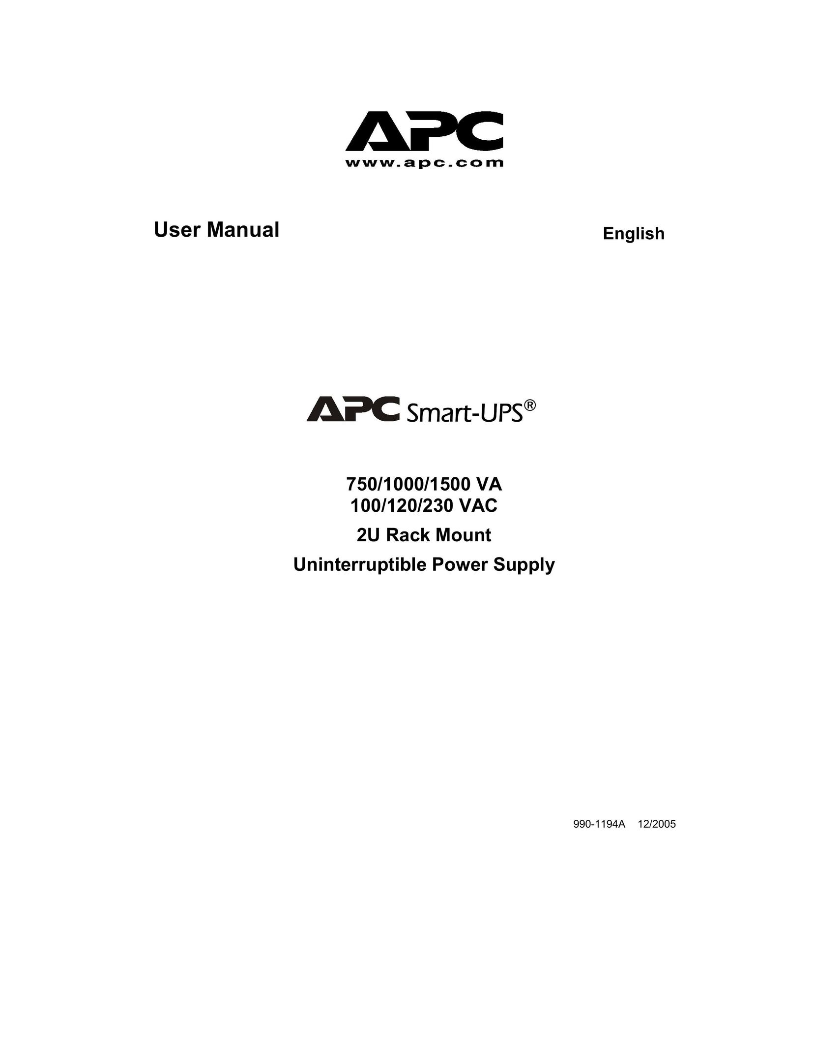 American Power Conversion 230 VAC Power Supply User Manual