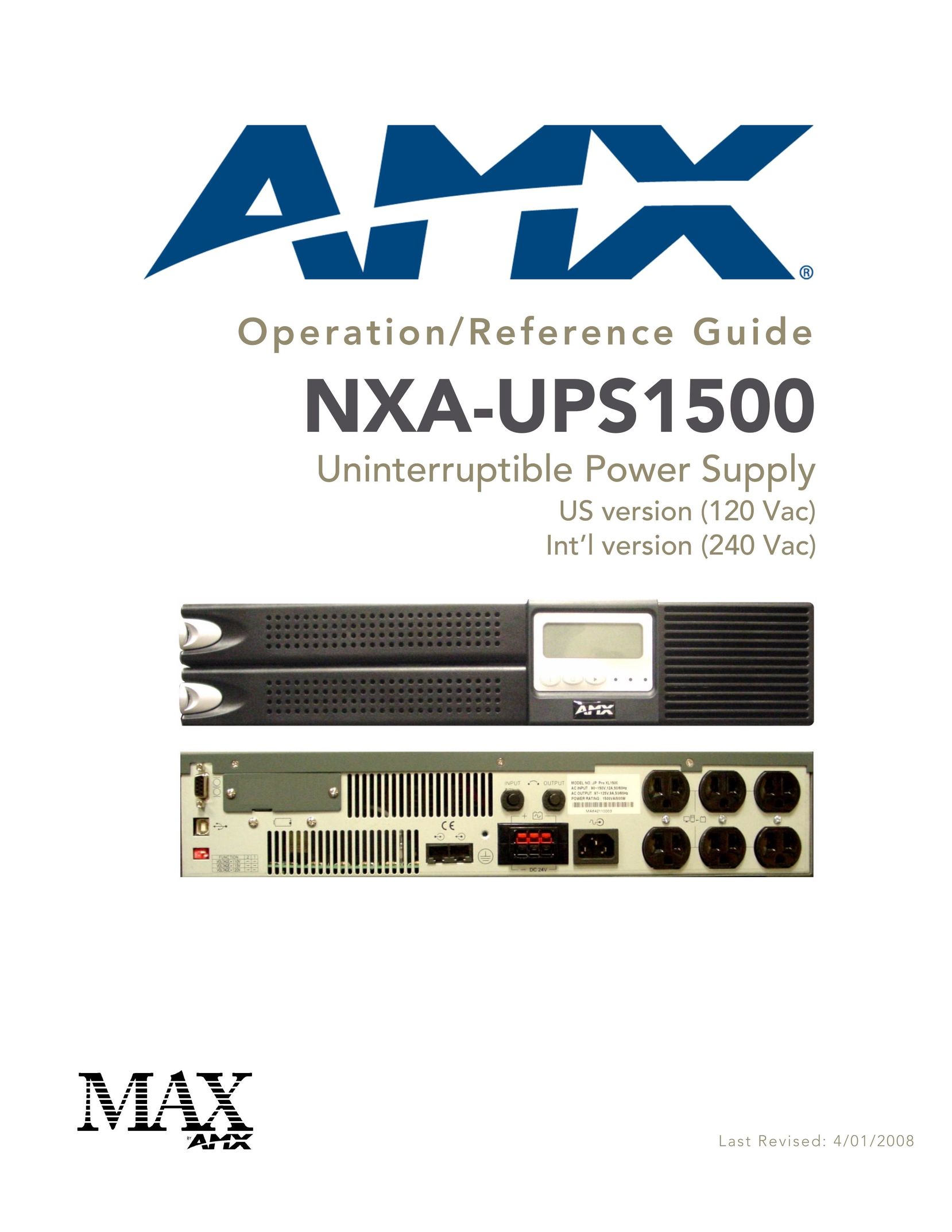 AMX NXA-UPS1500 Power Supply User Manual