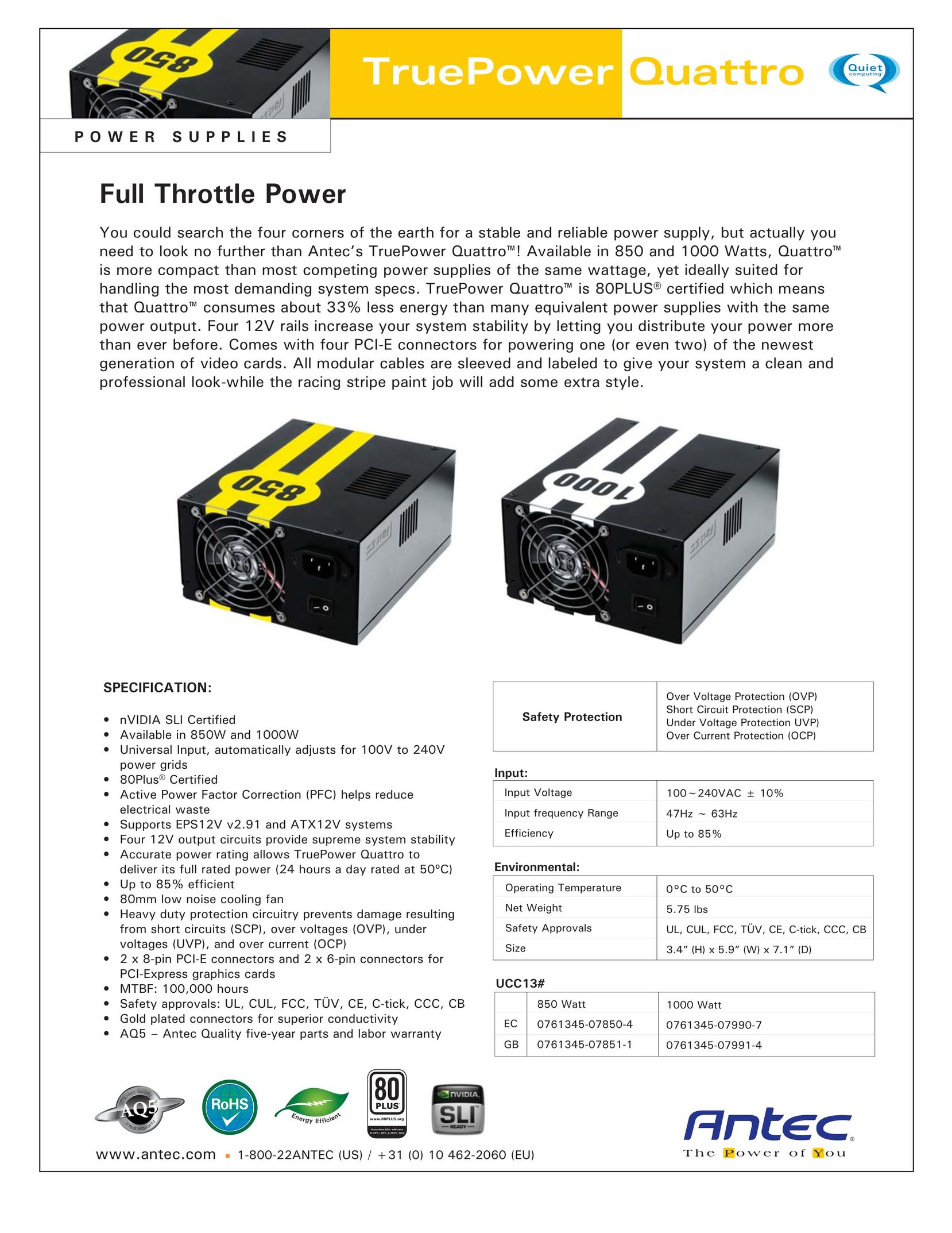 Antec 1000W Power Supply User Manual