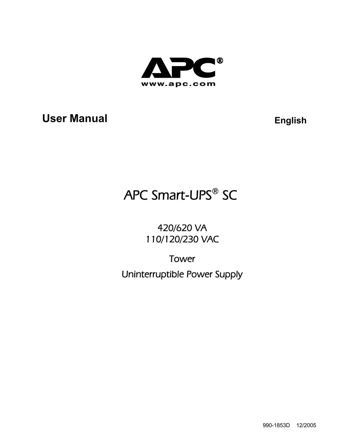 APC 110 VAC Power Supply User Manual