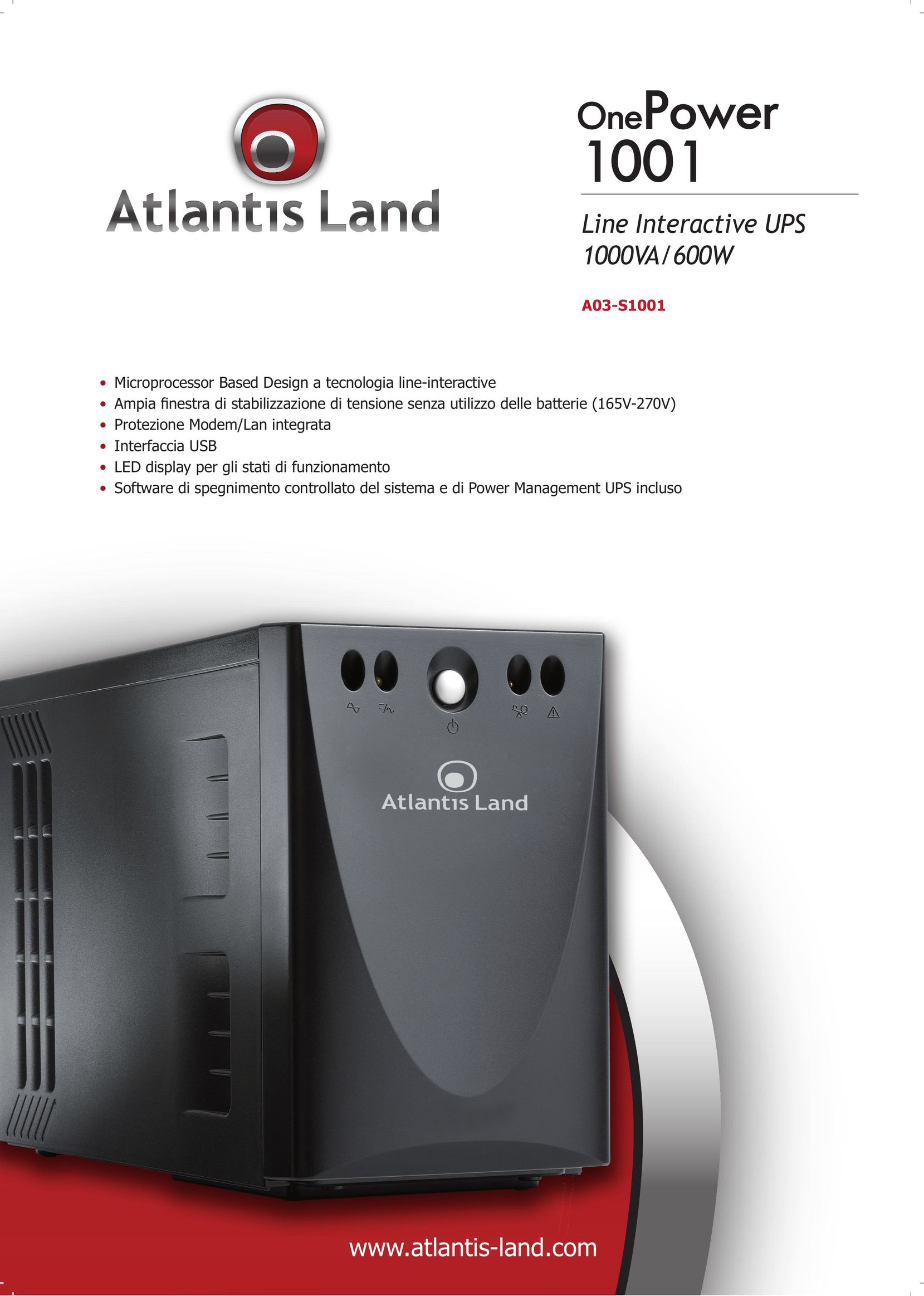 Atlantis Land 1000VA/600W Power Supply User Manual