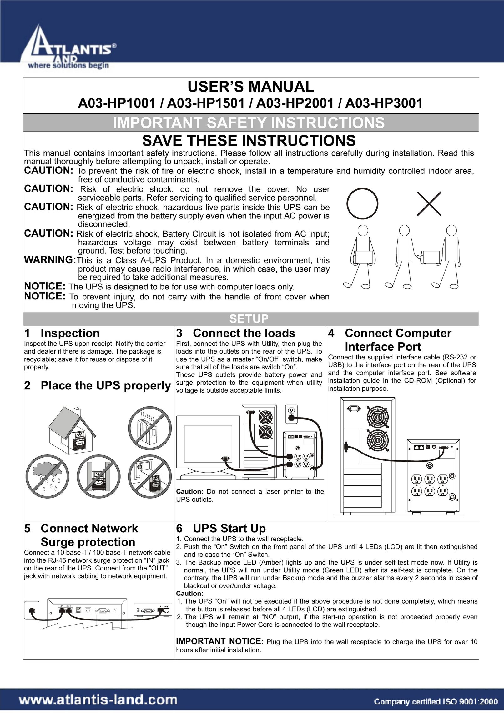 Atlantis Land A03-HP2001 Power Supply User Manual