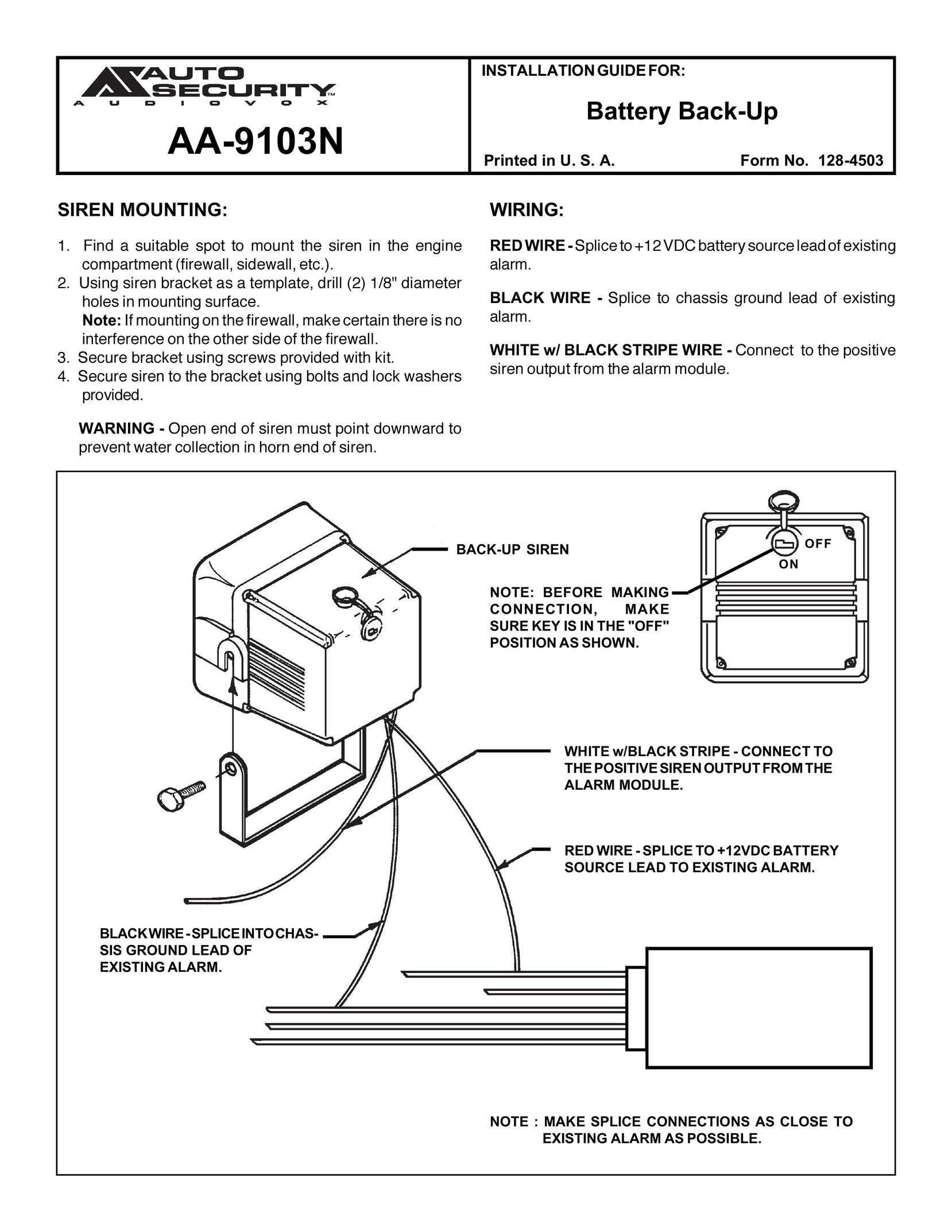 Audiovox AA9103N Power Supply User Manual