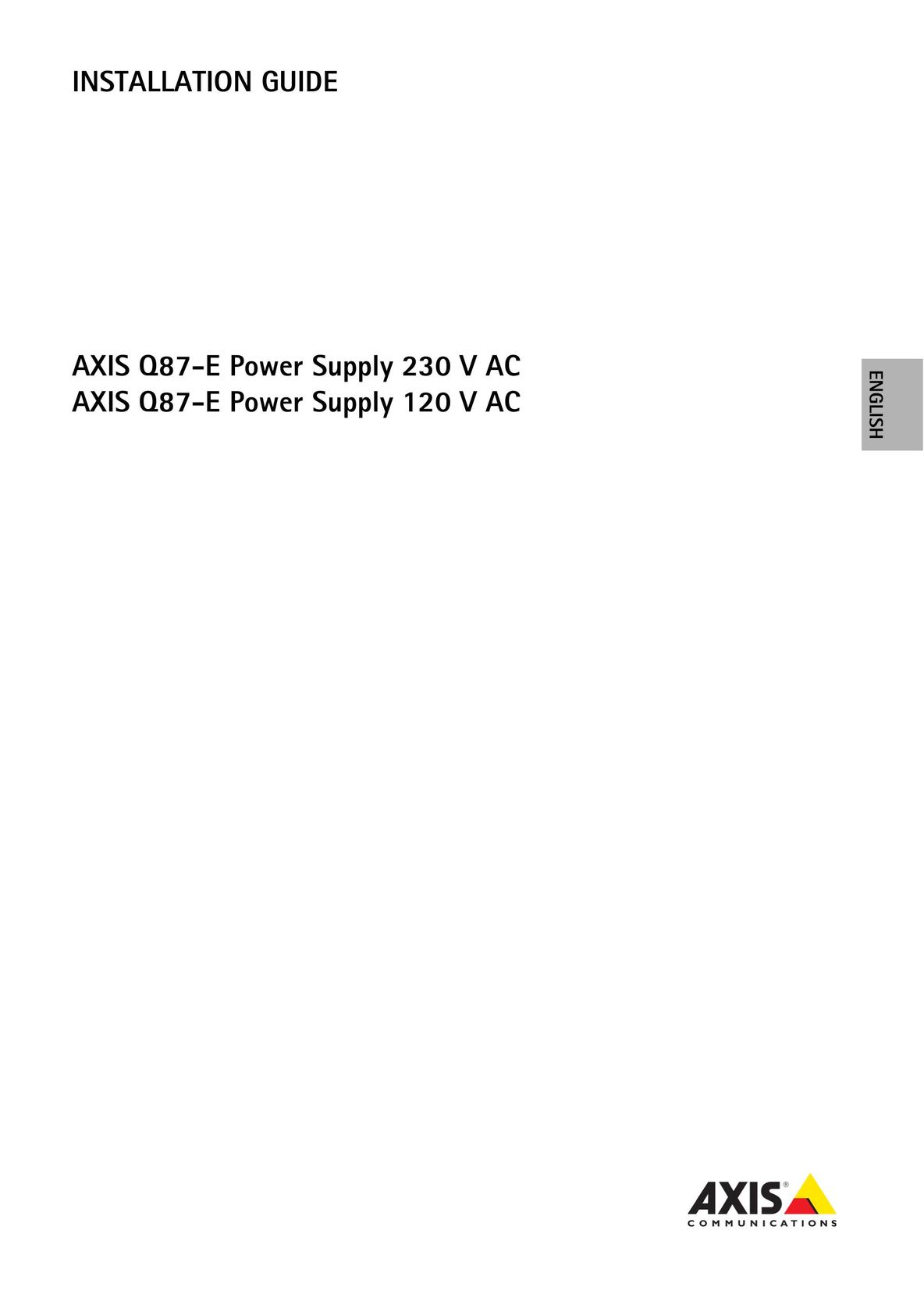 Axis Communications Q87-E Power Supply User Manual