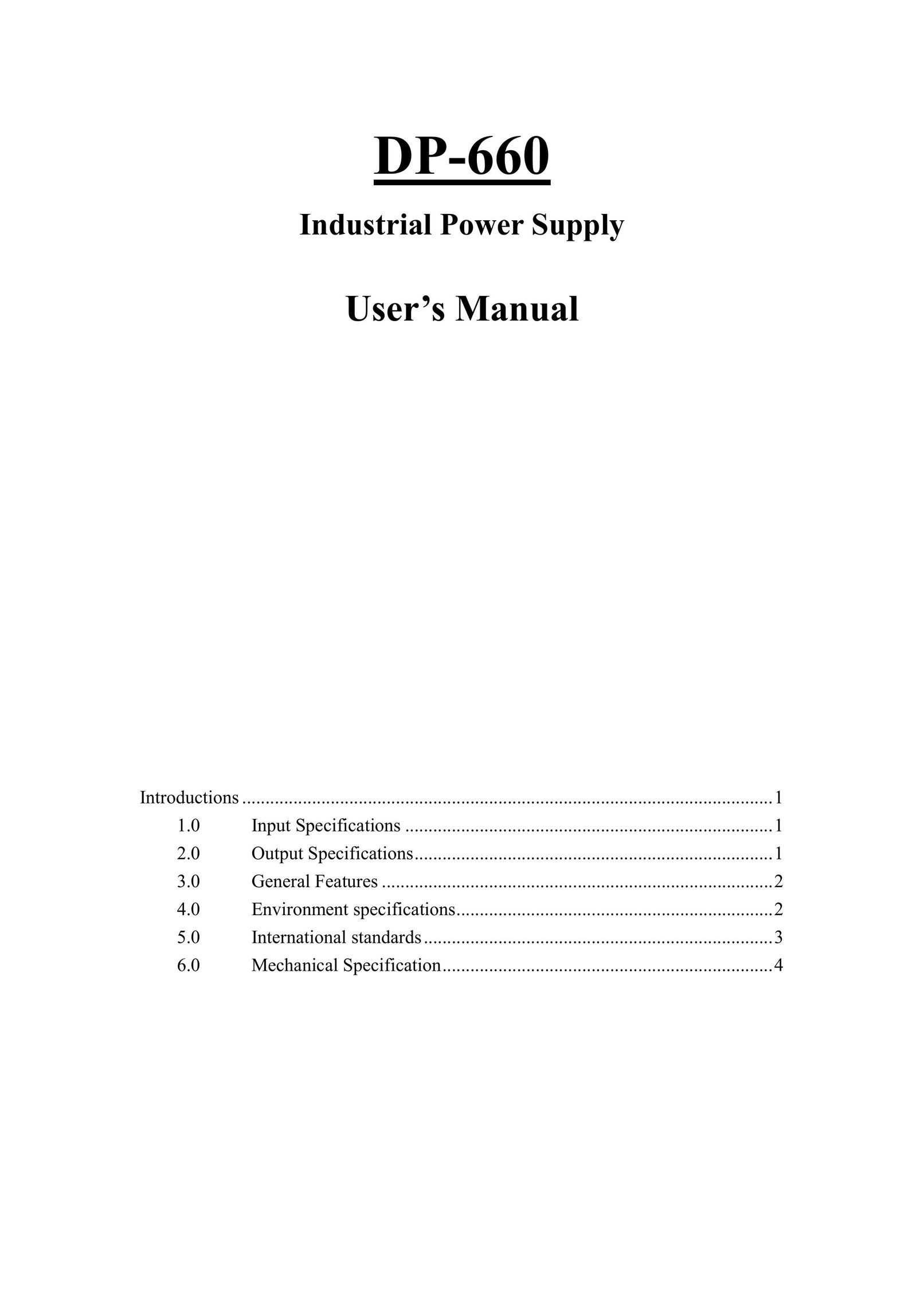 B&B Electronics DP-660 Power Supply User Manual