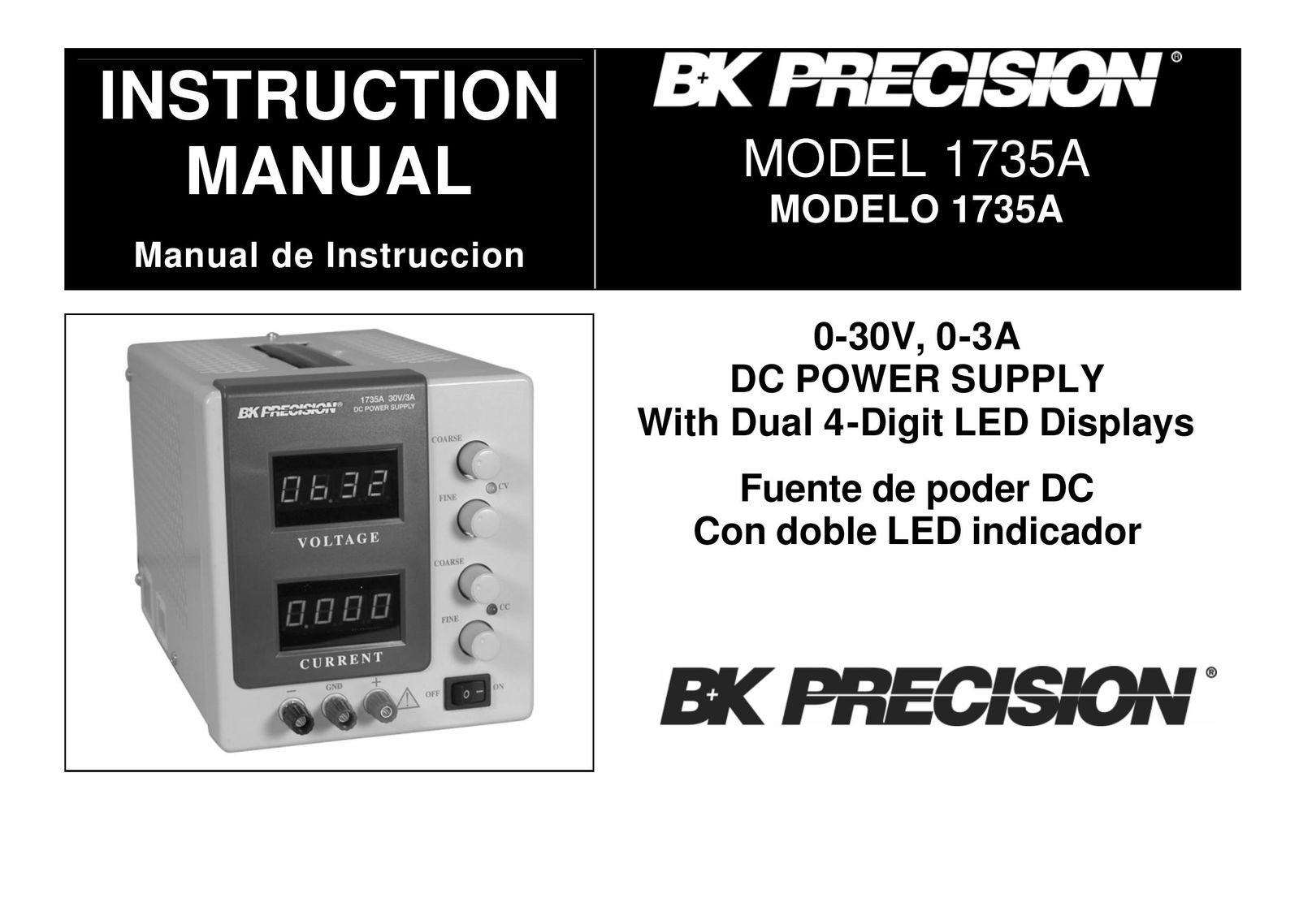 B&K 0-30V Power Supply User Manual