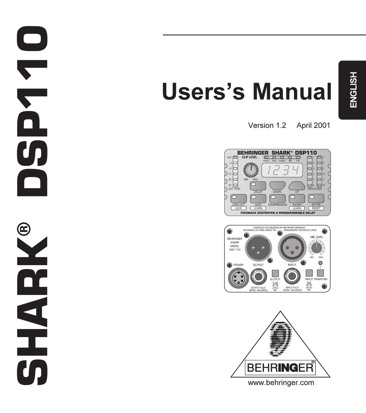 Behringer SHARK DSP110 Power Supply User Manual