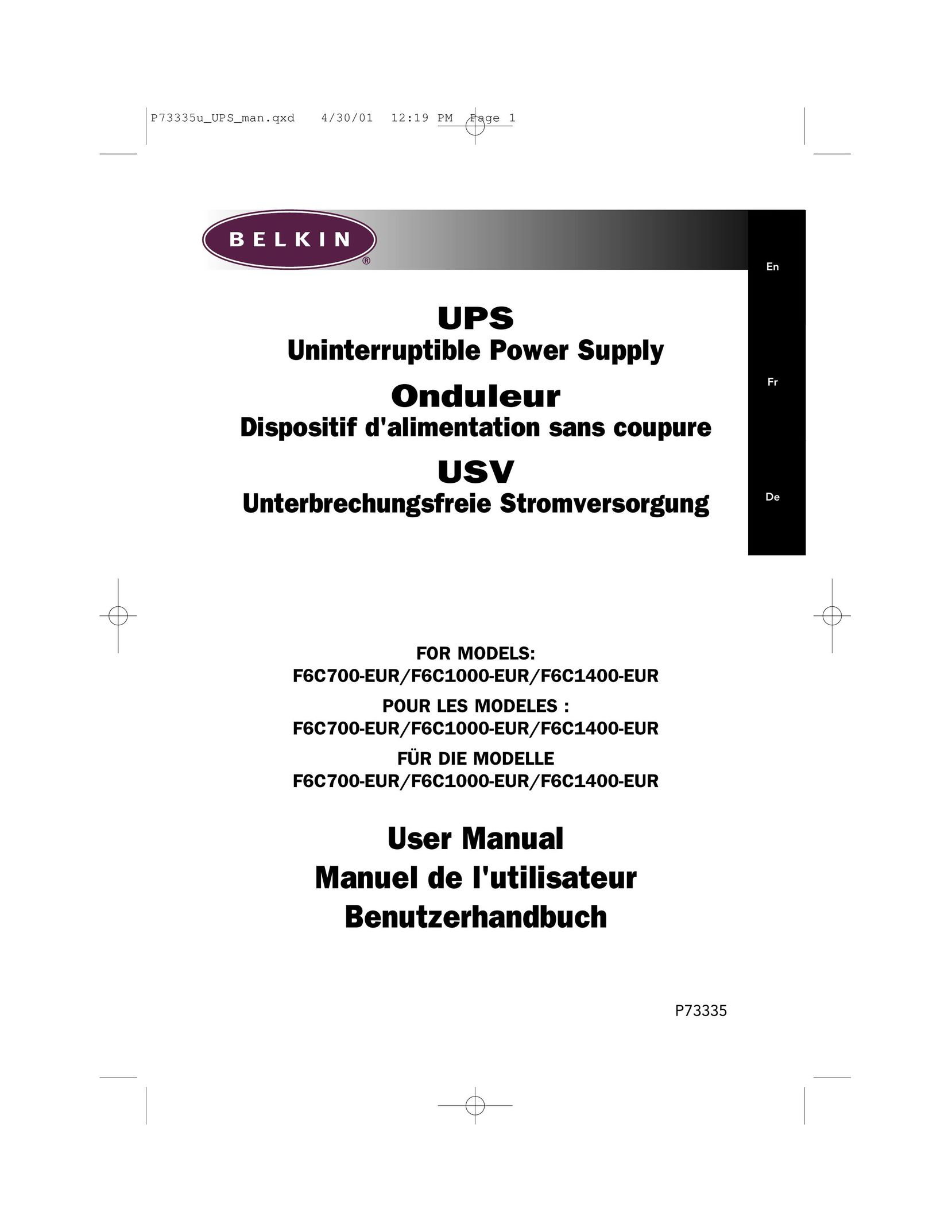 Belkin F6C1000-EUR, F6C700-EUR, F6C1400-EUR Power Supply User Manual