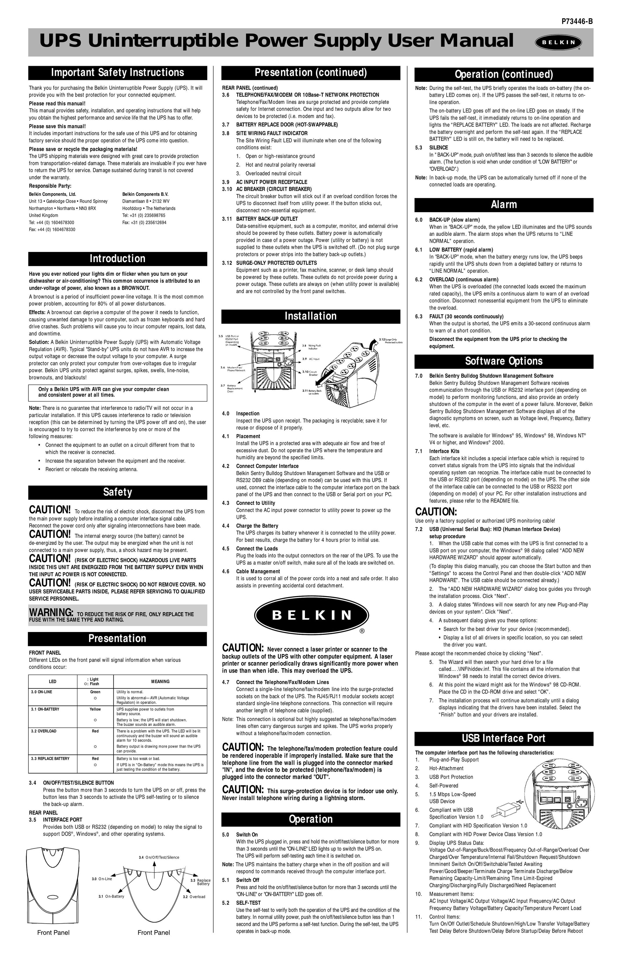 Belkin P73446-B Power Supply User Manual