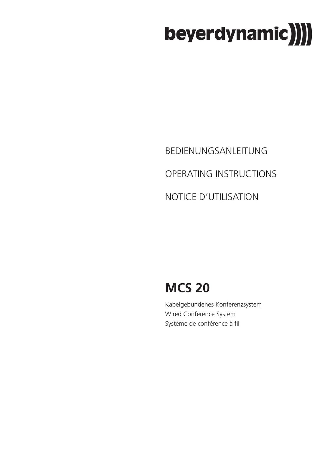 Beyerdynamic MCS 20 Power Supply User Manual