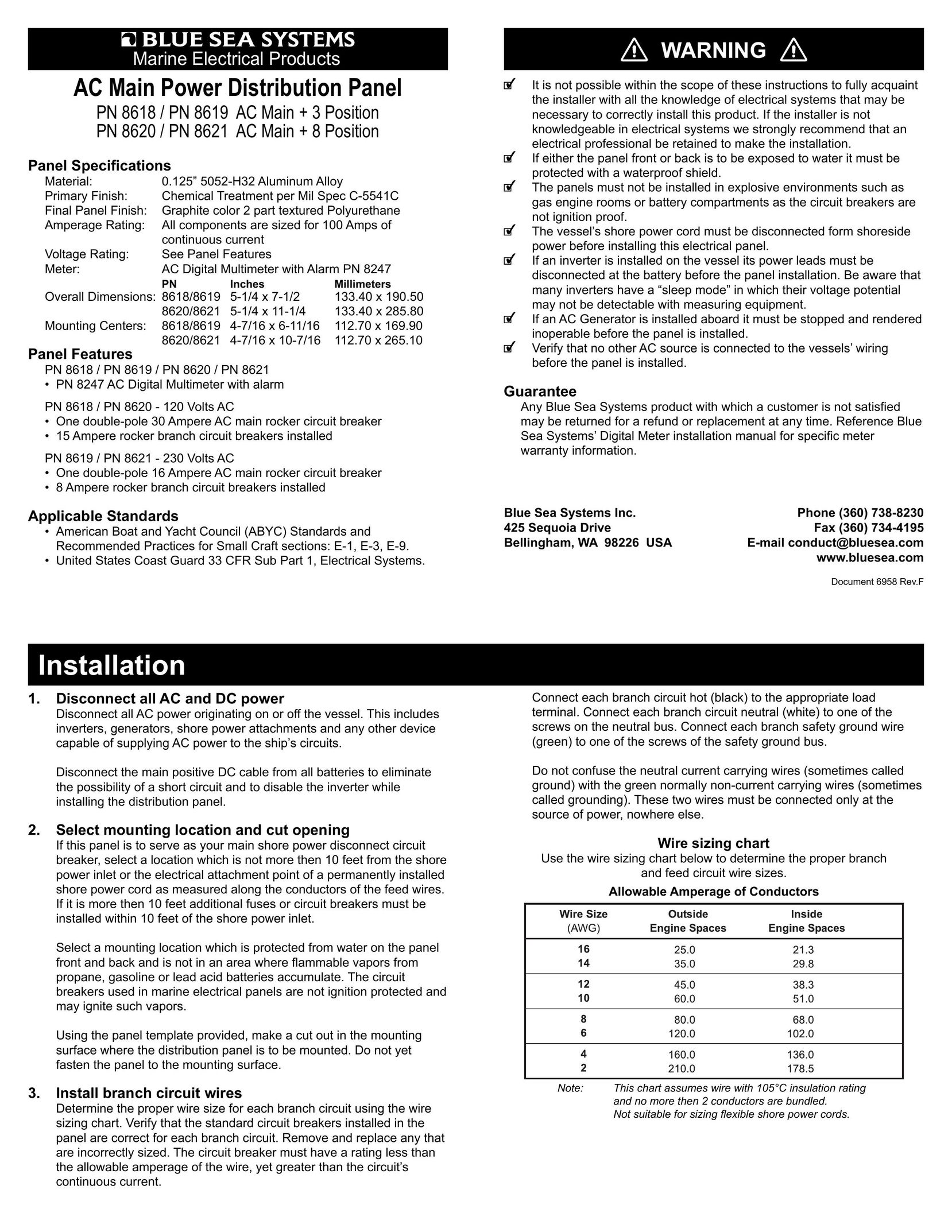 Blue Sea Systems PN 8621 Power Supply User Manual