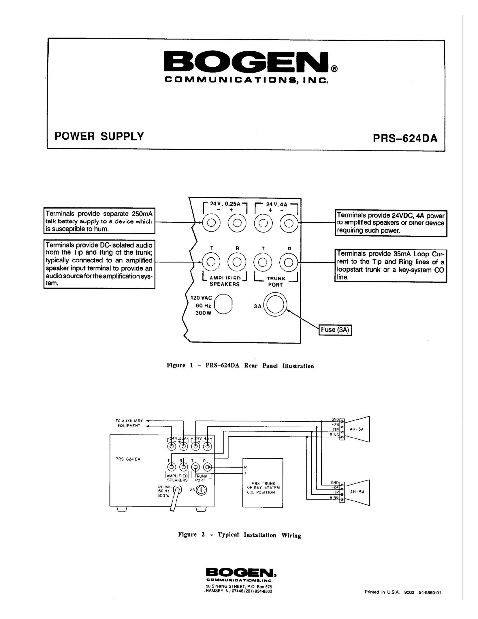 Bogen PRS-624DA Power Supply User Manual