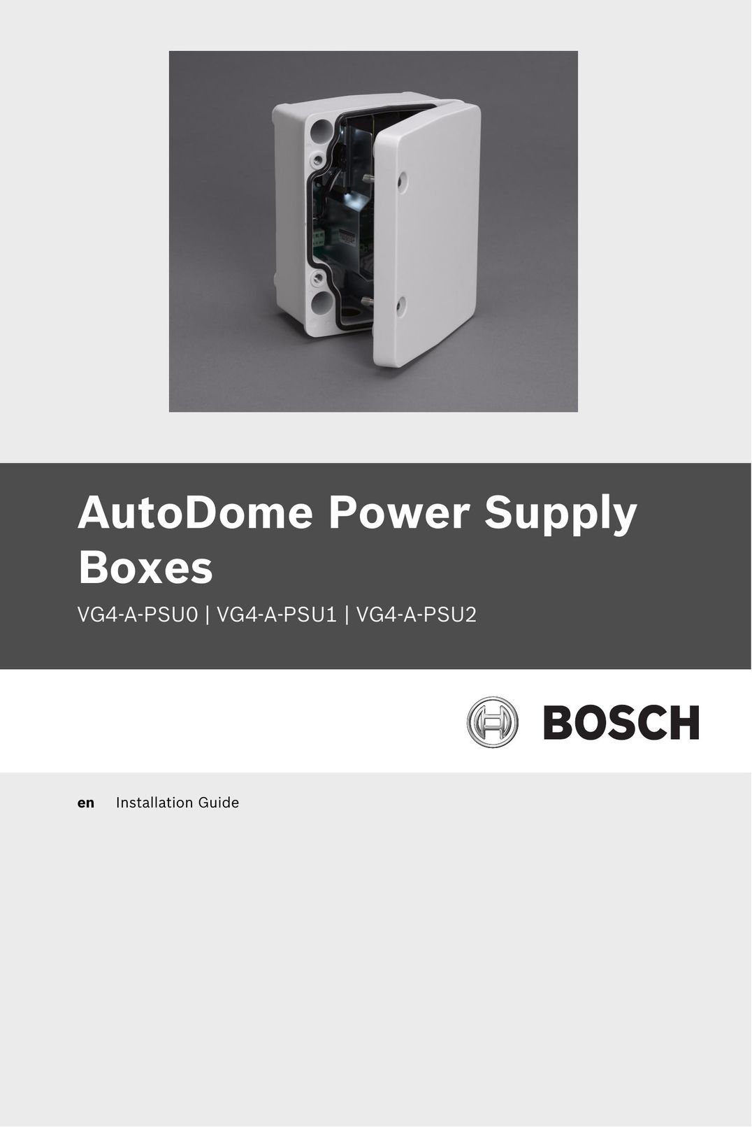 Bosch Appliances VG4-A-PSU0 Power Supply User Manual