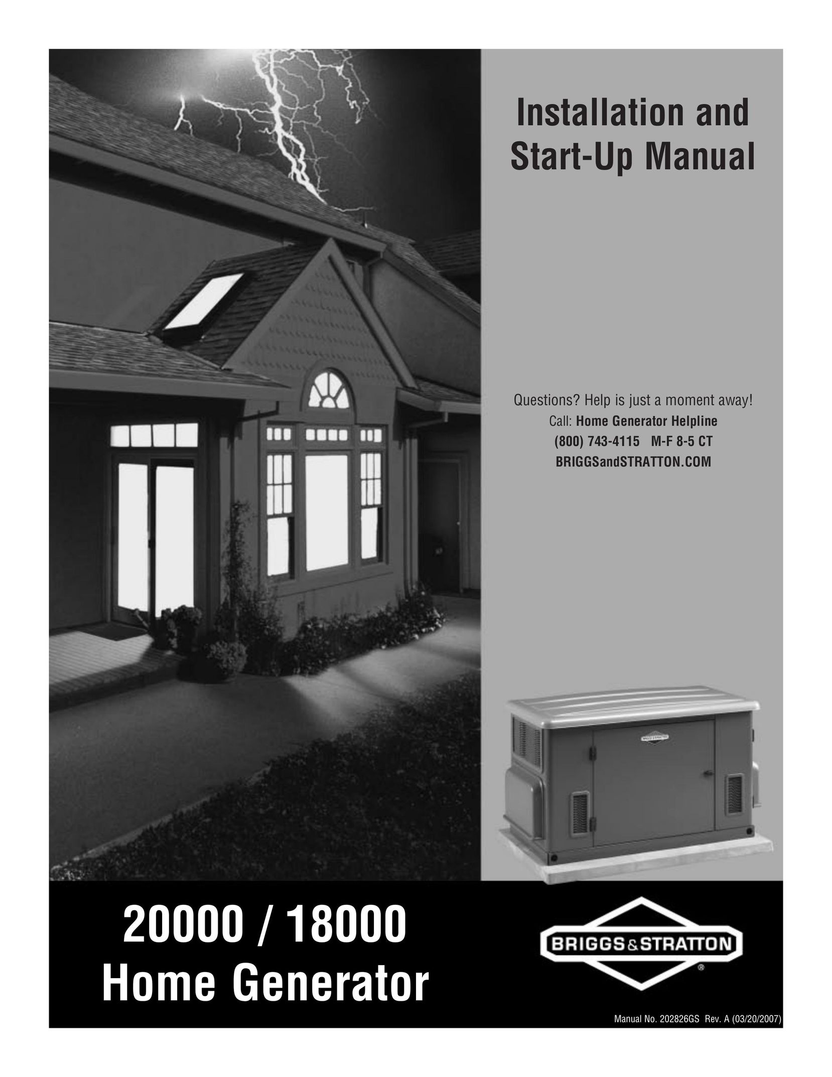 Briggs & Stratton 18000 Power Supply User Manual