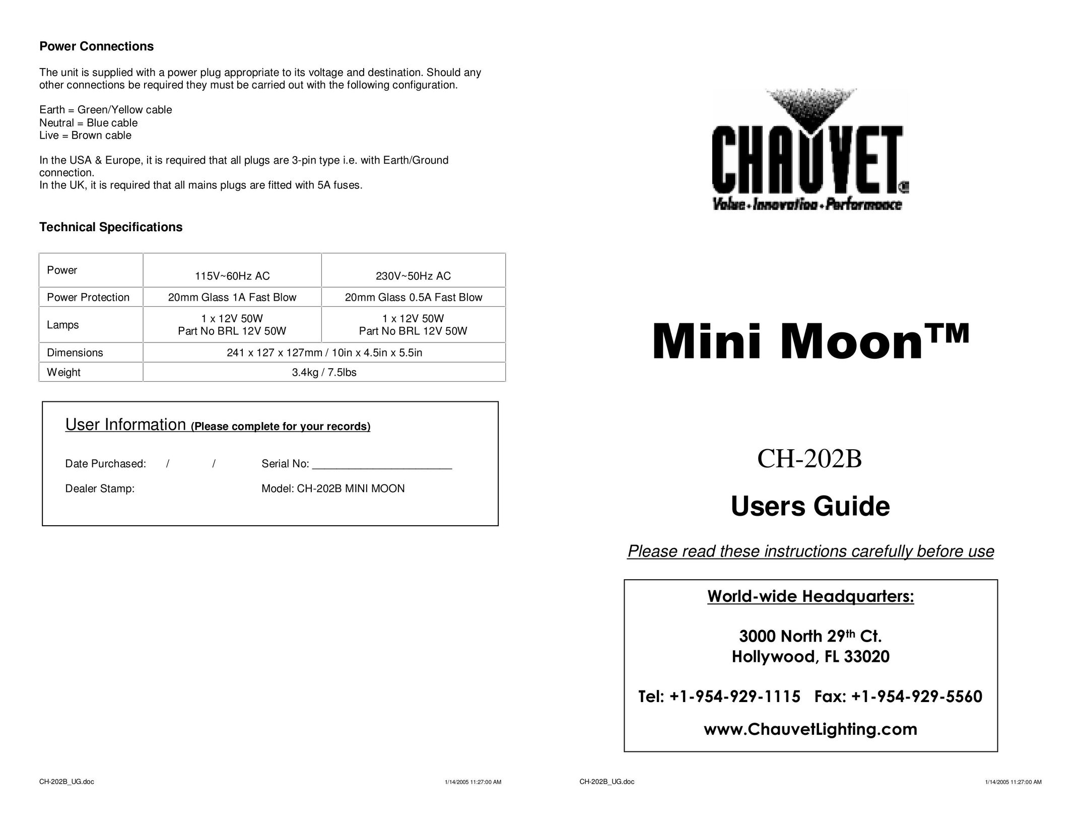 Chauvet CH-202B Power Supply User Manual