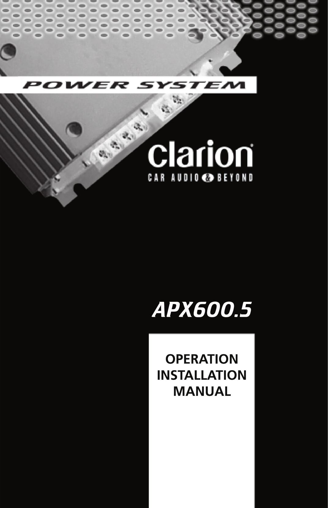 Clarion APX600.5 Power Supply User Manual