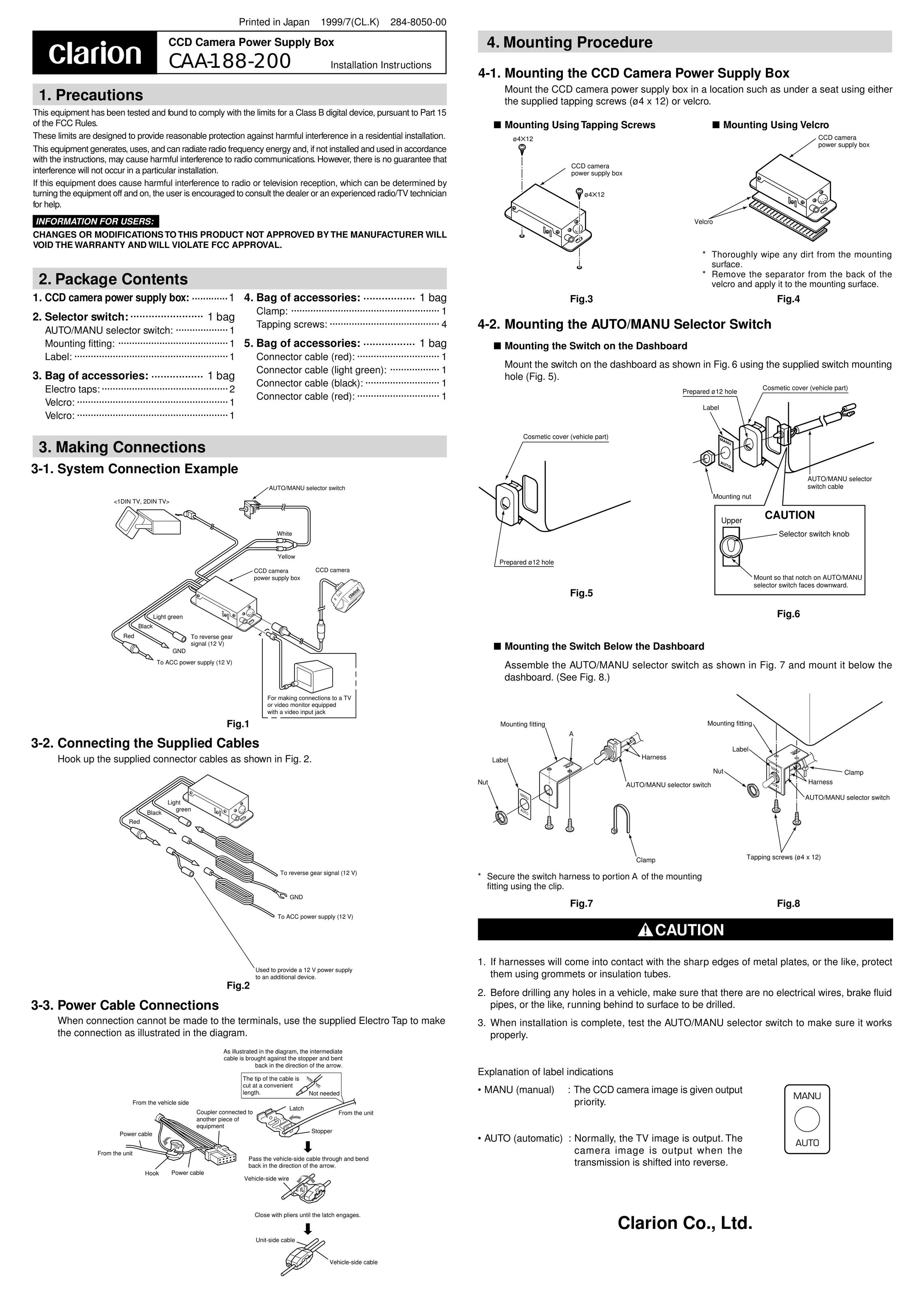 Clarion CAA-188-200 Power Supply User Manual