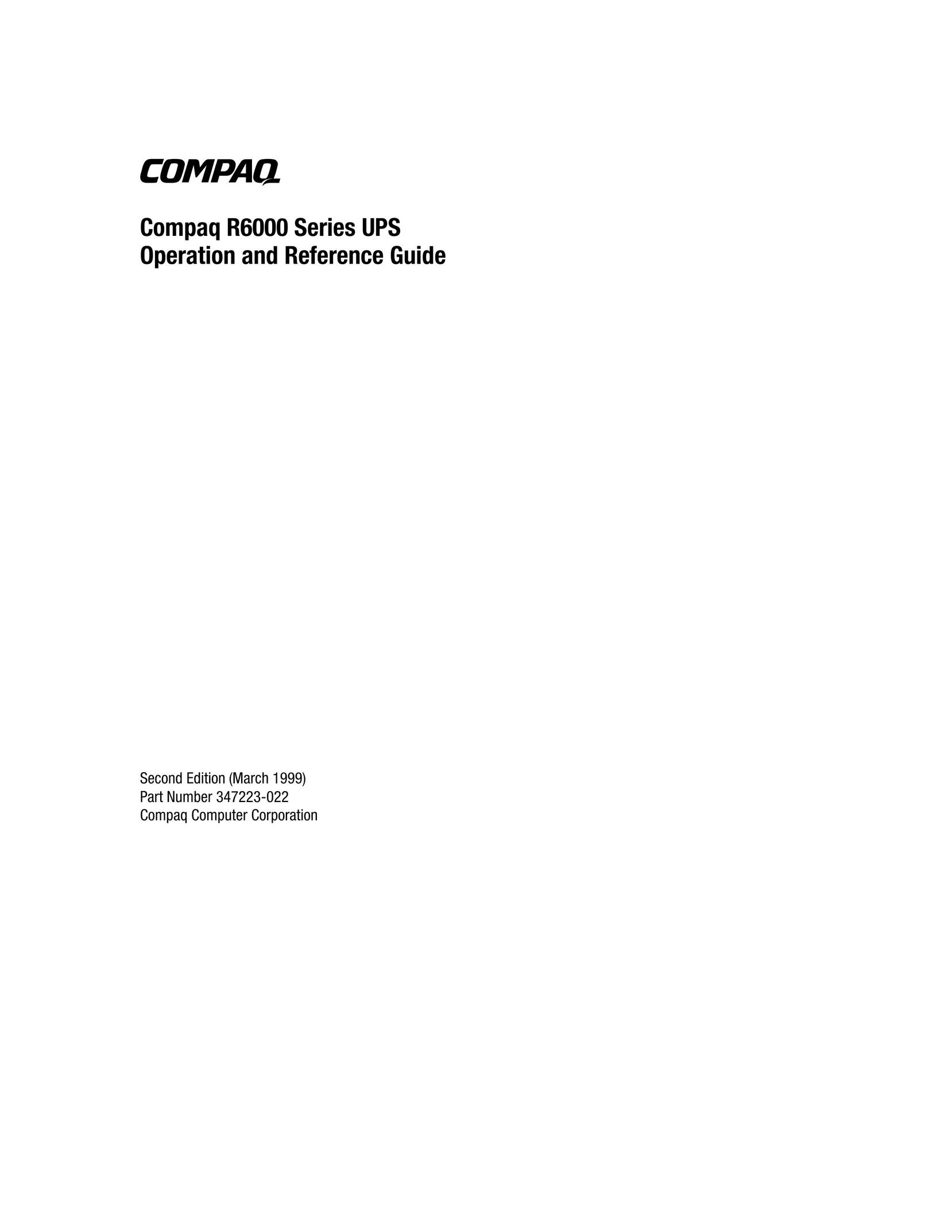 Compaq R6000 Power Supply User Manual