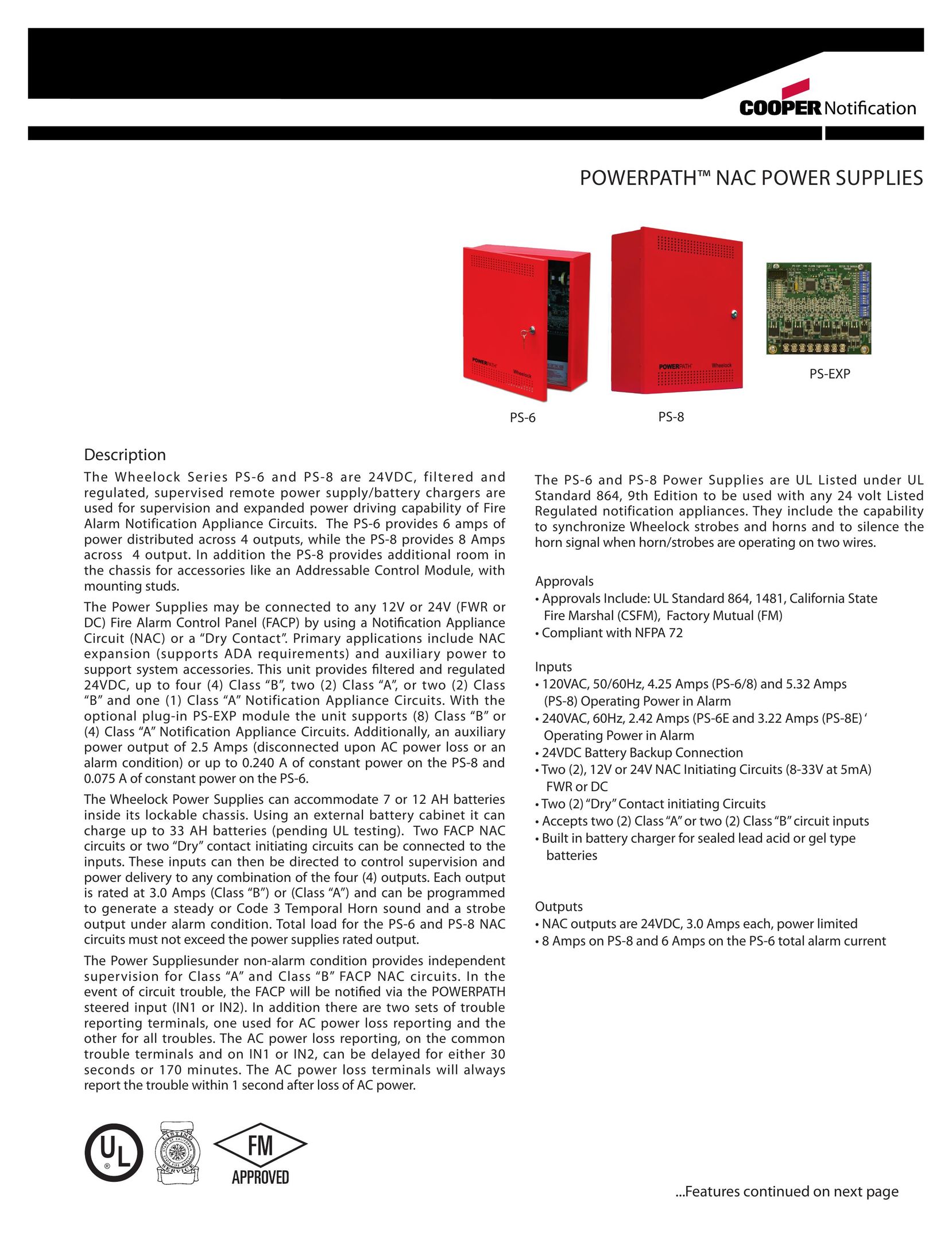 Cooper Bussmann PS-EXP Power Supply User Manual