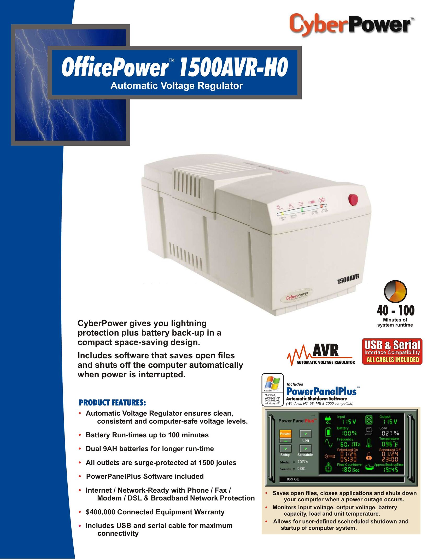 CyberPower Systems 1500AVR-H0 Power Supply User Manual