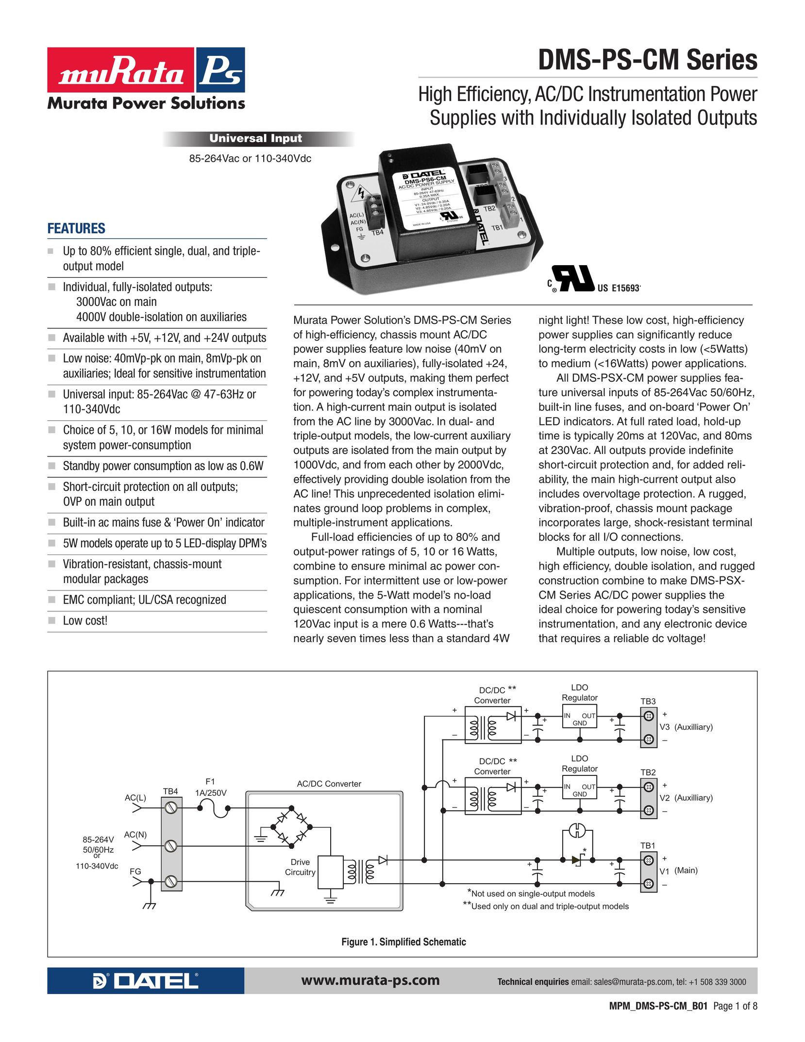 Datel DMS-PS-CM Power Supply User Manual