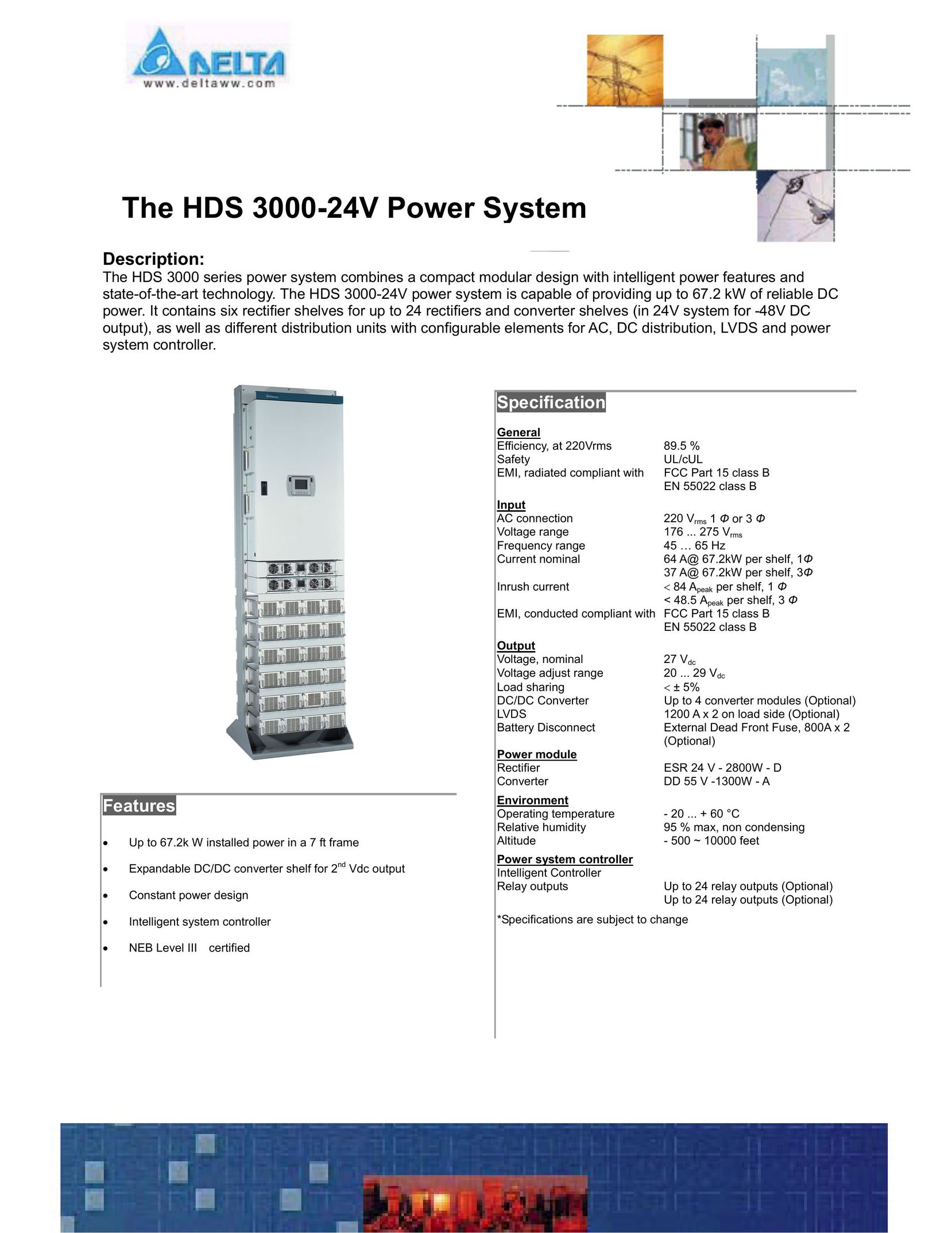 Delta HDS 3000-24V Power Supply User Manual