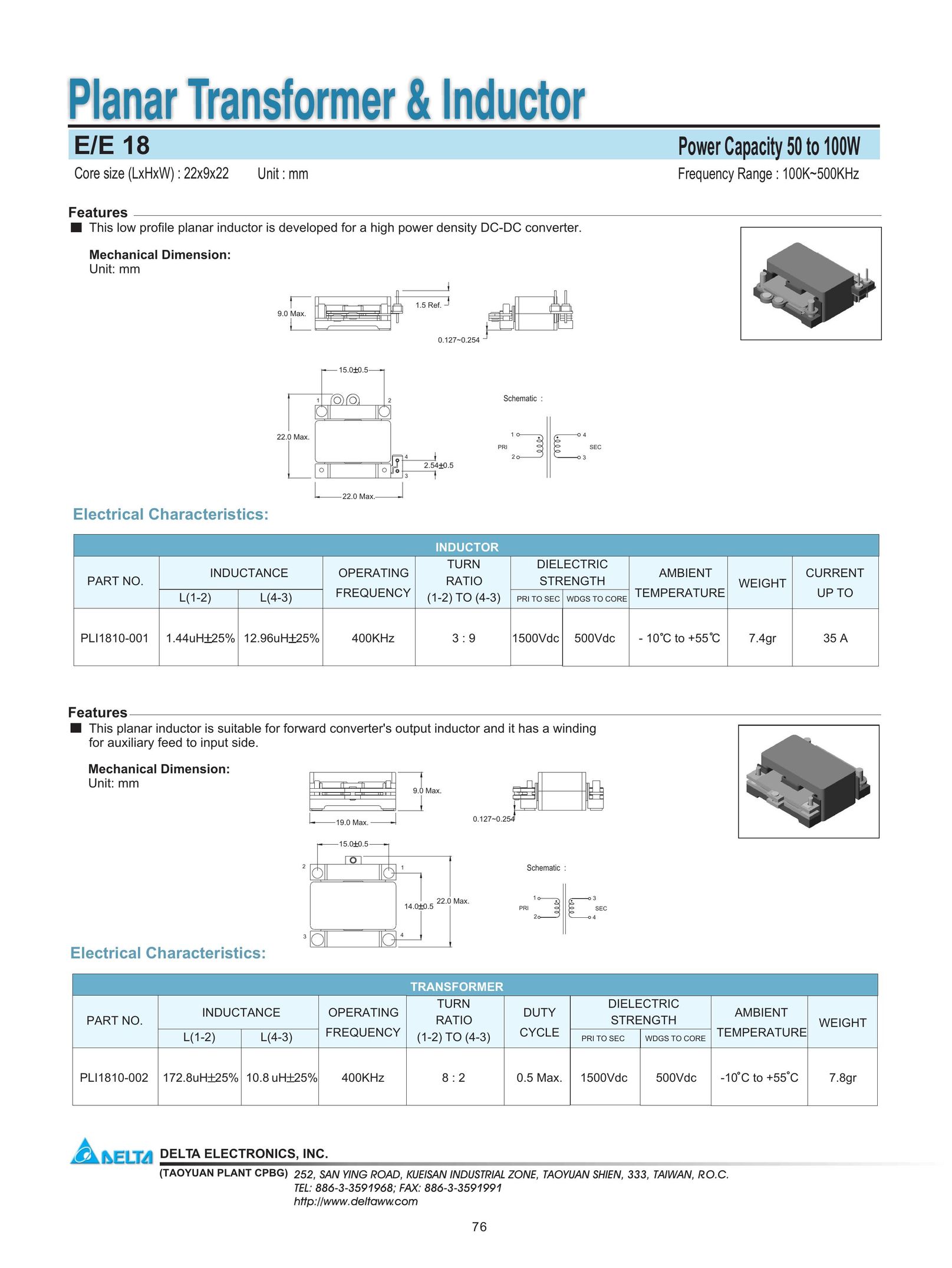 Delta Electronics E/E 18 Power Supply User Manual